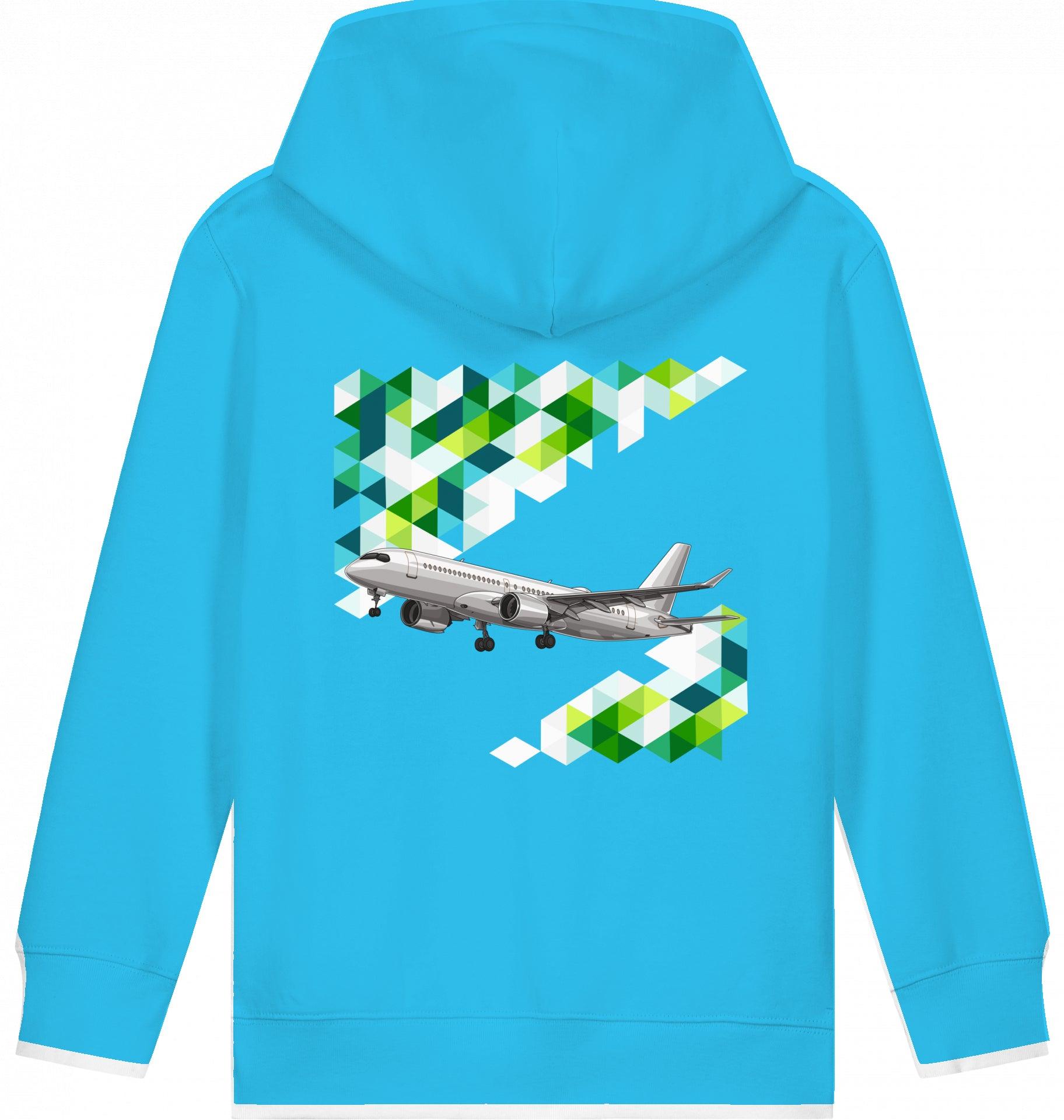 Aviation Kids Flugzeug Hoodie "Airbus A220 Aircraft" Aqua Blue für Piloten, Crews, Kinder & Planespotter made by SUPERSONIC aero 4U