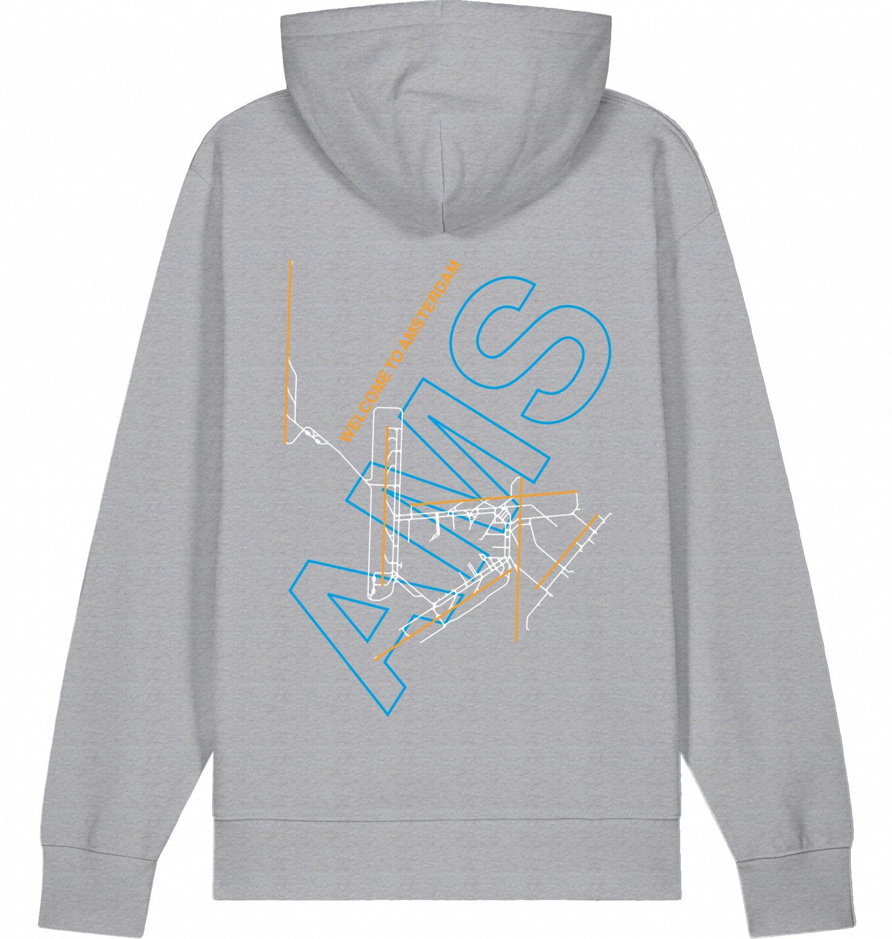Aviation Amsterdam AMS Airport Hoodie 2.0 Mid Heather Grey für Piloten, Crews, Kinder & Planespotter made by SUPERSONIC aero 4U