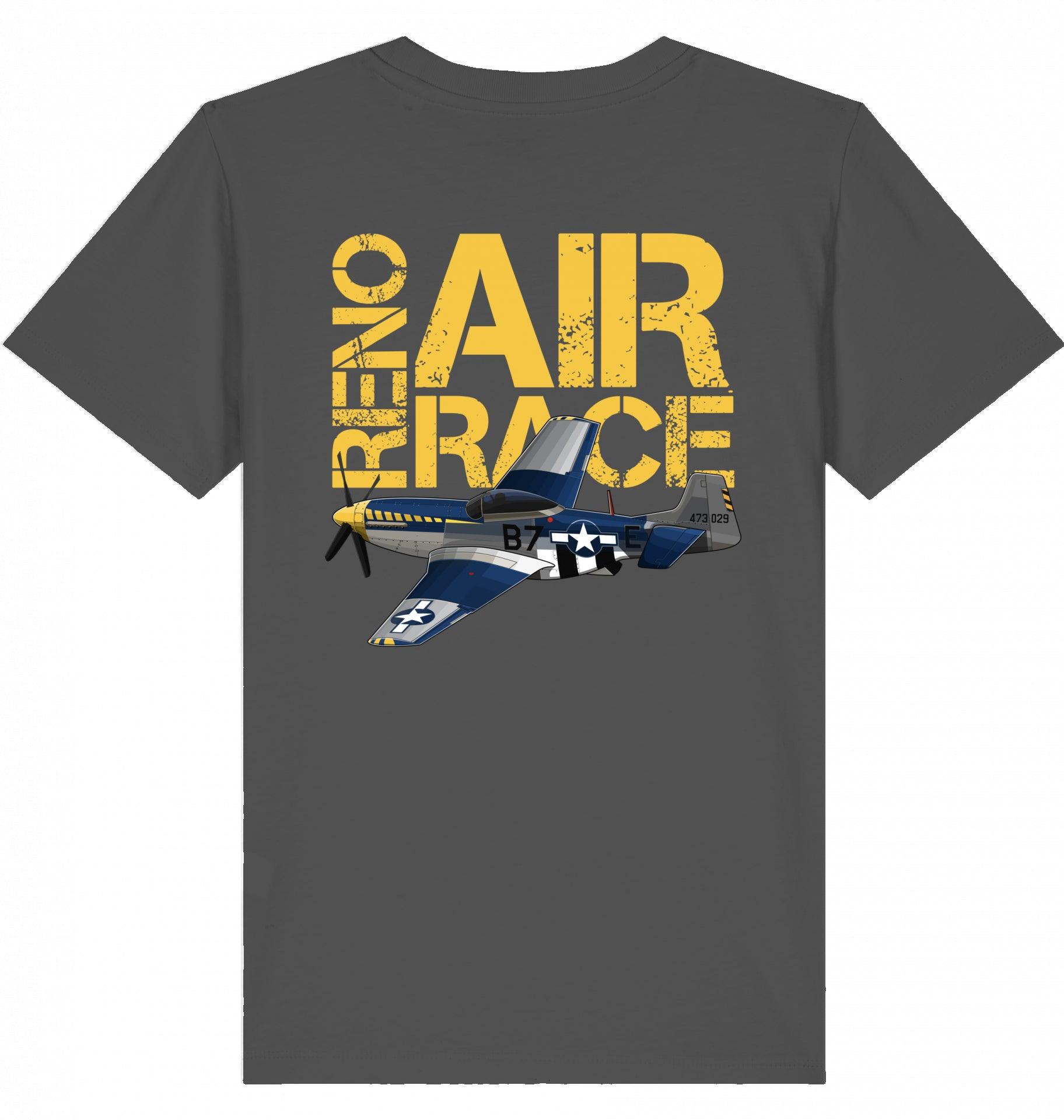 Aviation Kids Aviation T-Shirt "Reno Air Race Mustang P-51" 2.0 Anthracite für Piloten, Crews, Kinder & Planespotter made by SUPERSONIC aero 4U