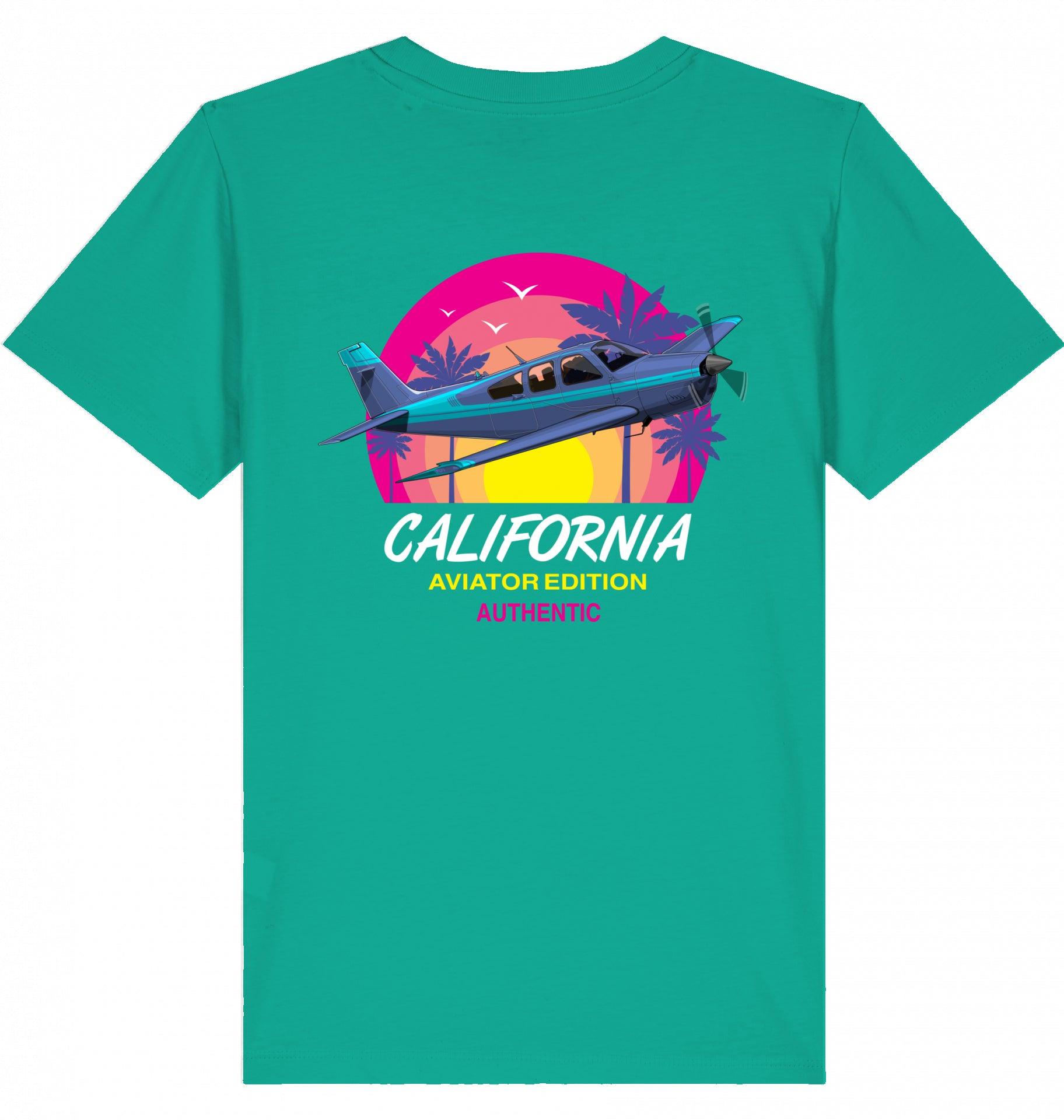 Aviation Kids Aviation T-Shirt "Aviator California Summer" 2.0 Go Green für Piloten, Crews, Kinder & Planespotter made by SUPERSONIC aero 4U