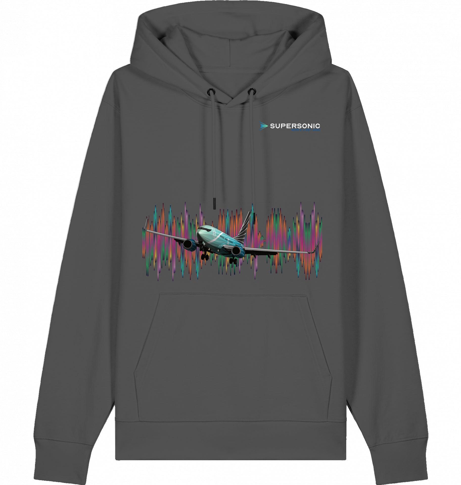 Aviation Flugzeug Hoodie Boeing 737 BBJ Businessjet Anthracite für Piloten, Crews, Kinder & Planespotter made by SUPERSONIC aero 4U