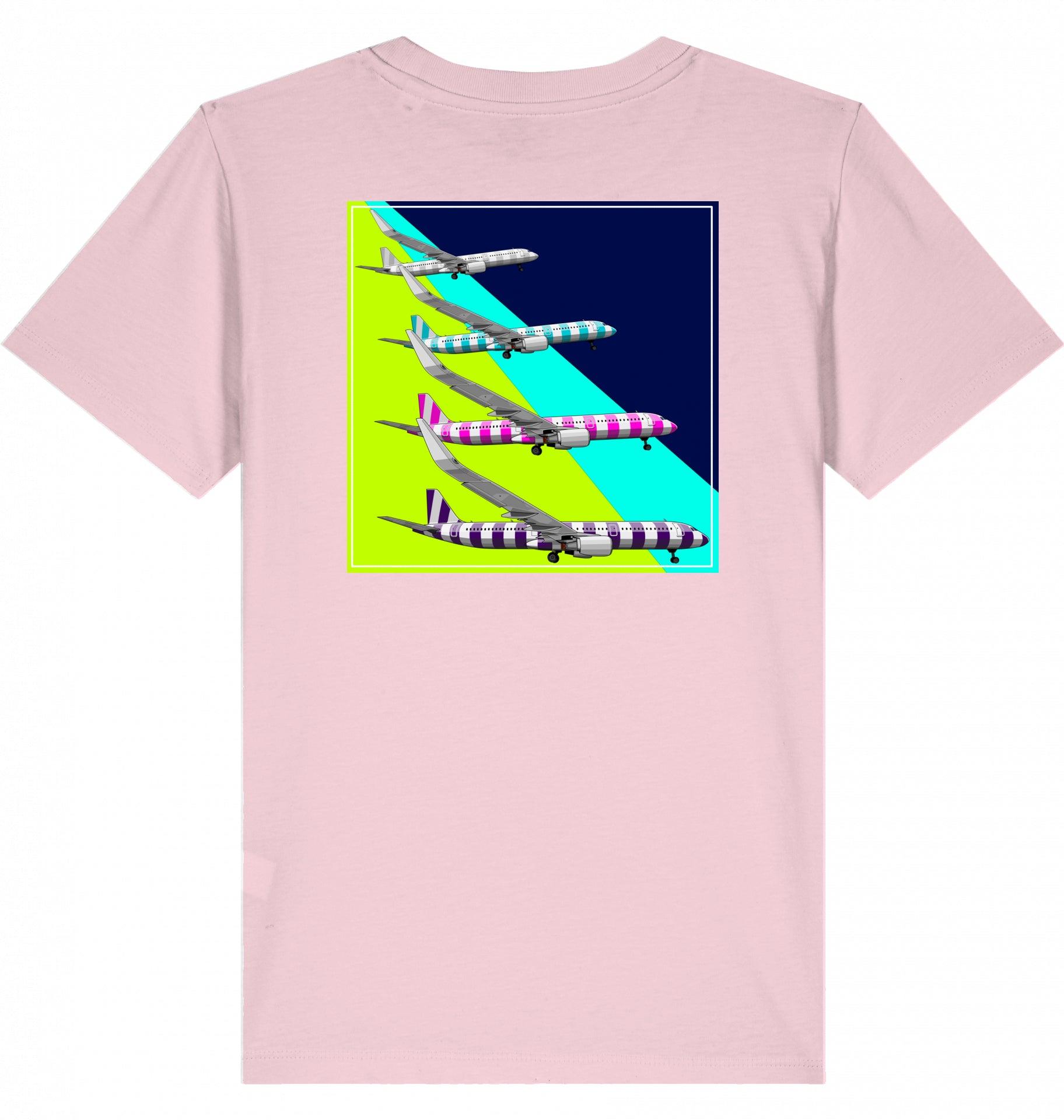 Aviation Kids Aviation T-Shirt Airbus A321 Aircraft Landing 2.0 Cotton Pink für Piloten, Crews, Kinder & Planespotter made by SUPERSONIC aero 4U