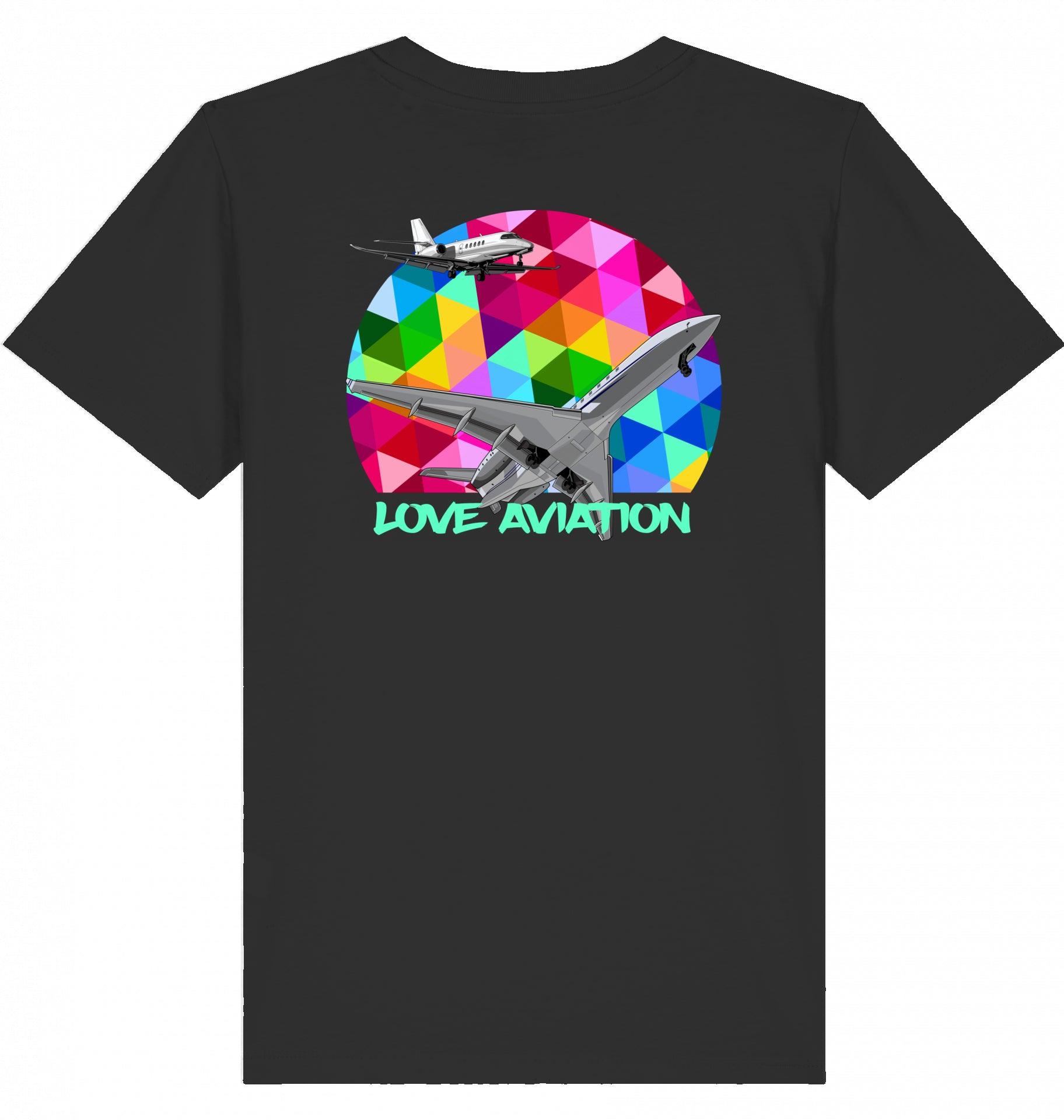Aviation Kids Aviation T-Shirt "Love Aviation" Flugzeuge 2.0 Black für Piloten, Crews, Kinder & Planespotter made by SUPERSONIC aero 4U