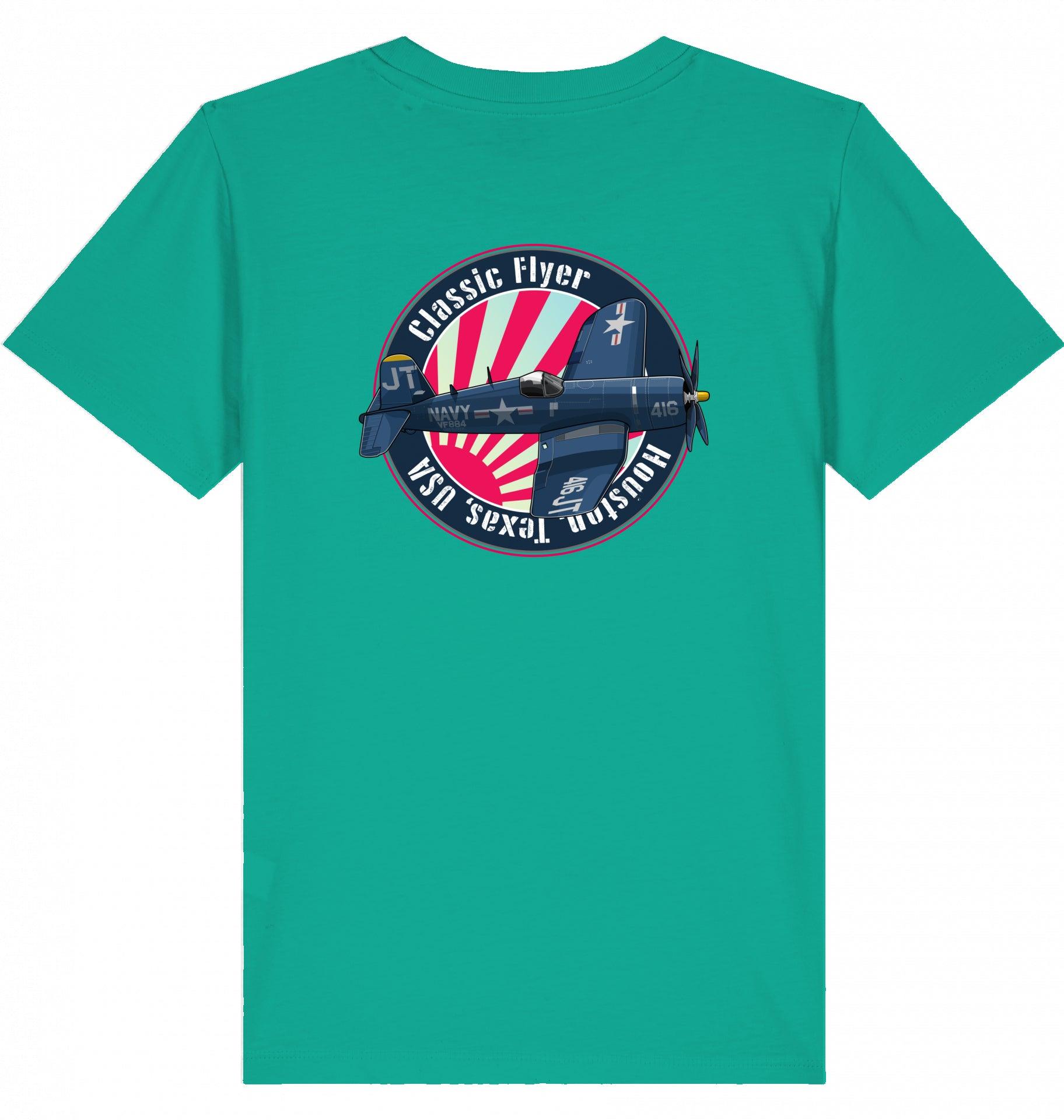 Aviation Kids Aviation T-Shirt "Classic Flyer F4U Corsair" 2.0 Go Green für Piloten, Crews, Kinder & Planespotter made by SUPERSONIC aero 4U