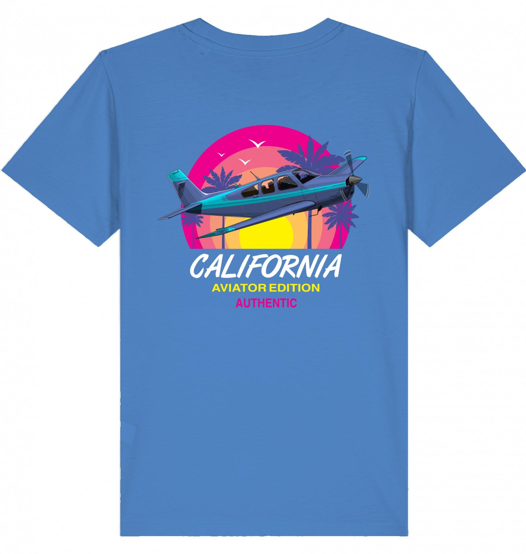 Aviation Kids Aviation T-Shirt "Aviator California Summer" 2.0 Bright Blue für Piloten, Crews, Kinder & Planespotter made by SUPERSONIC aero 4U