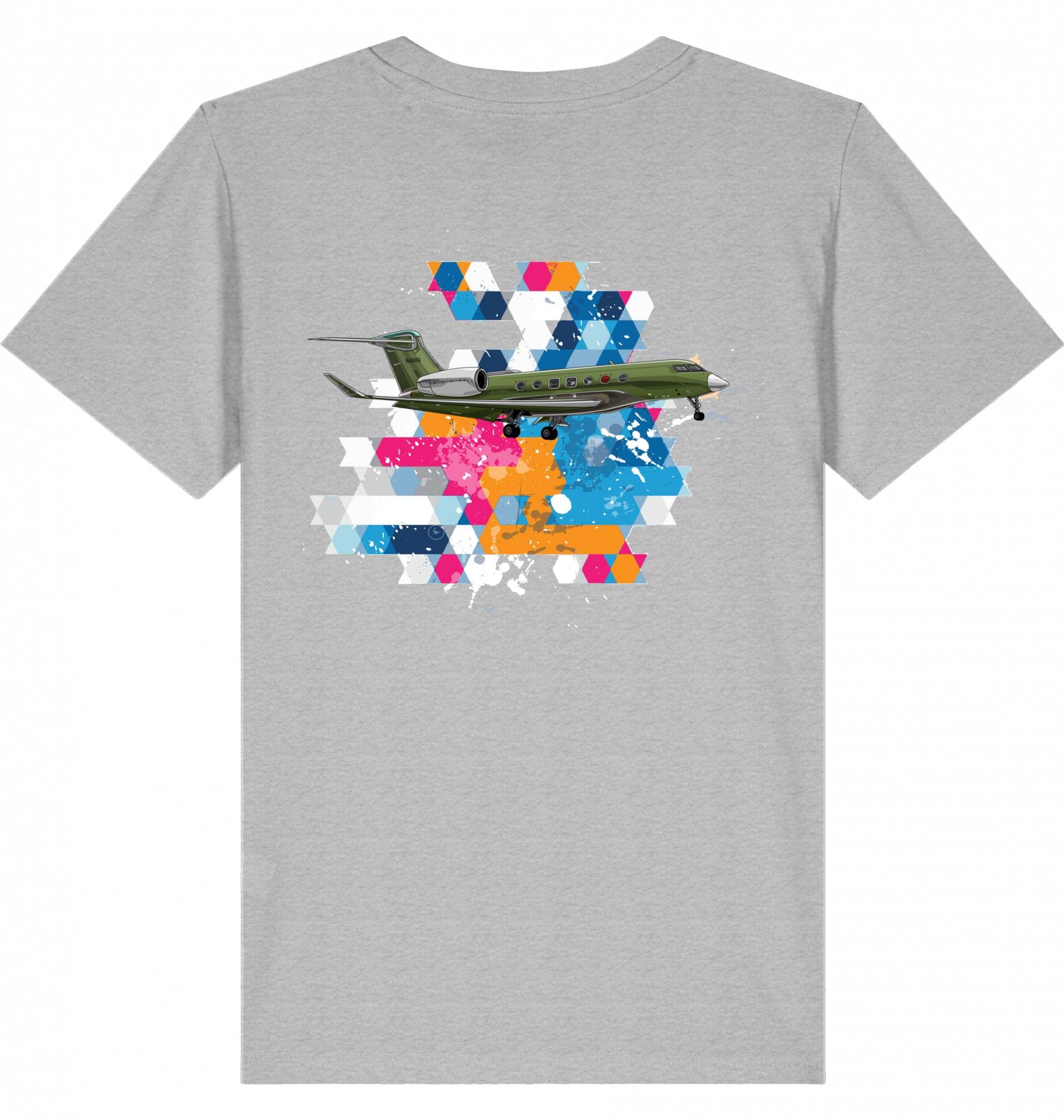 Aviation Kids Aviation T-Shirt Gulfstream G500/600 Business Jet 2.0 Heather Grey für Piloten, Crews, Kinder & Planespotter made by SUPERSONIC aero 4U