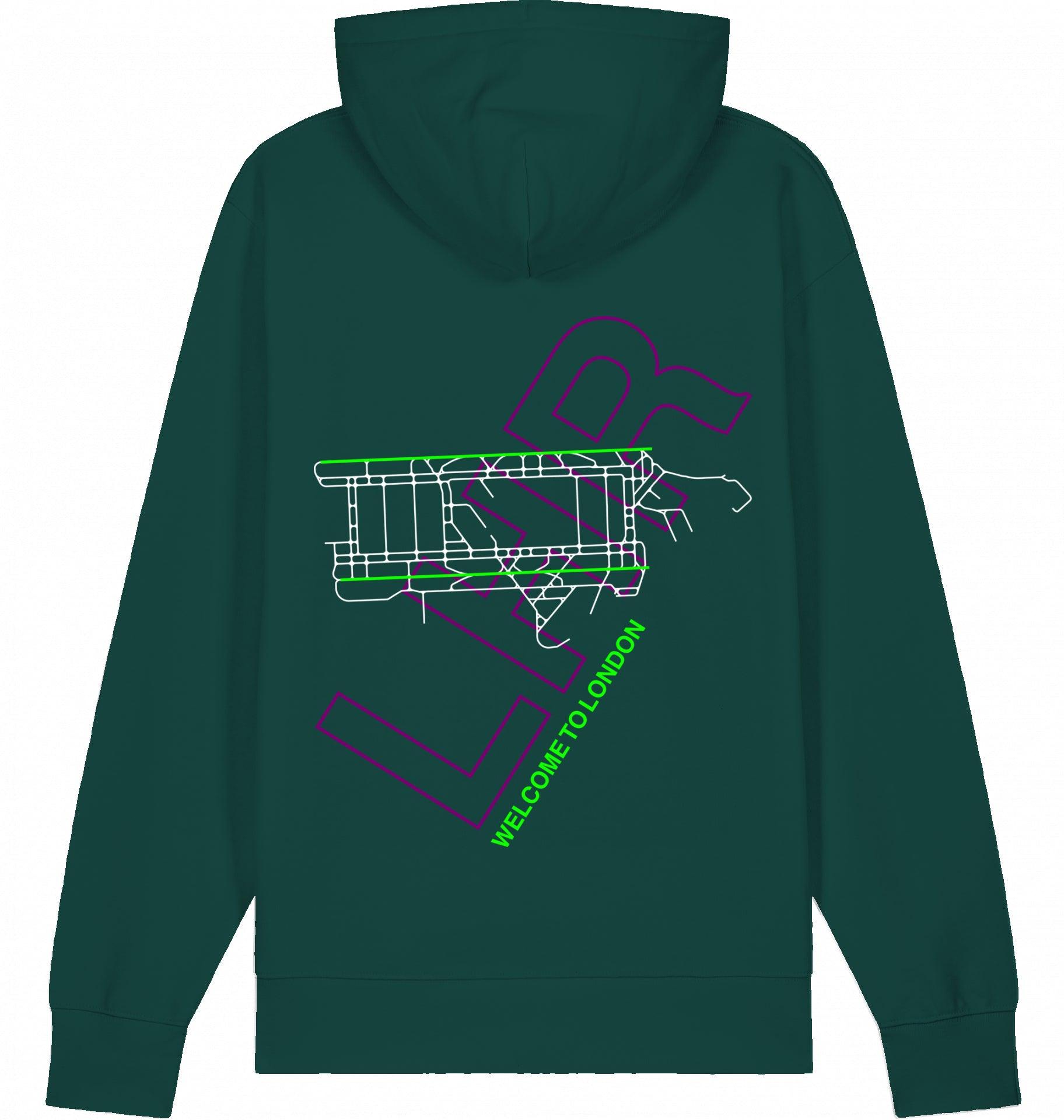 Aviation London Heathrow LHR Airport Hoodie 2.0 Glazed Green für Piloten, Crews, Kinder & Planespotter made by SUPERSONIC aero 4U