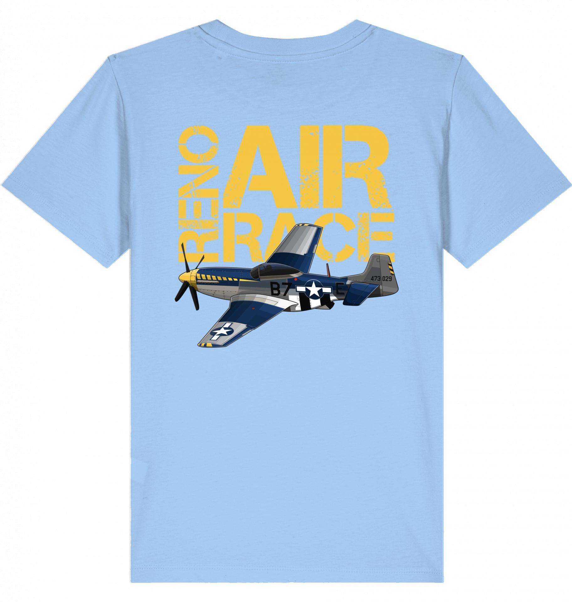 Aviation Kids Aviation T-Shirt "Reno Air Race Mustang P-51" 2.0 Blue Soul für Piloten, Crews, Kinder & Planespotter made by SUPERSONIC aero 4U