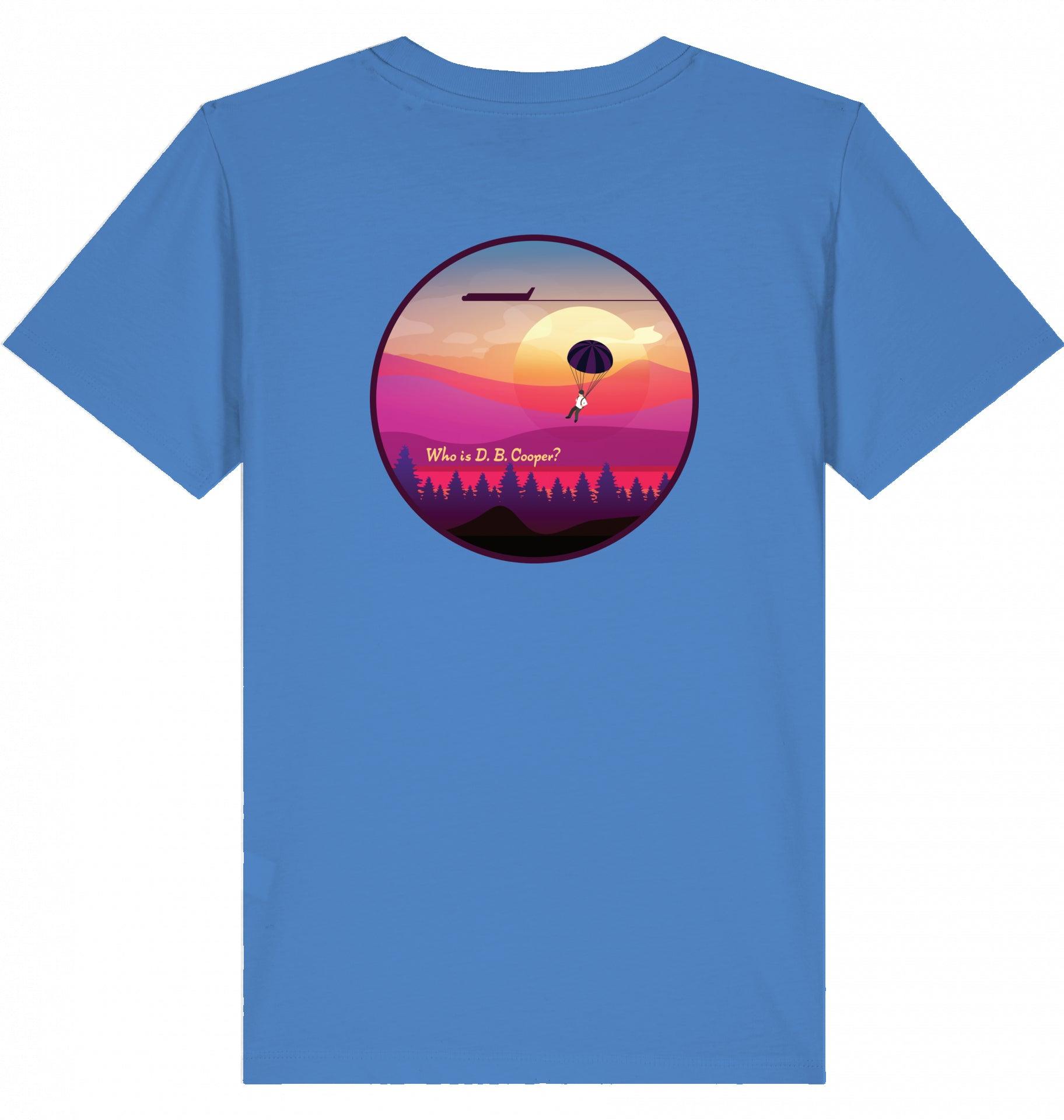 Aviation Kids Aviation T-Shirt "Who is D.B. Cooper?" 2.0 Bright Blue für Piloten, Crews, Kinder & Planespotter made by SUPERSONIC aero 4U