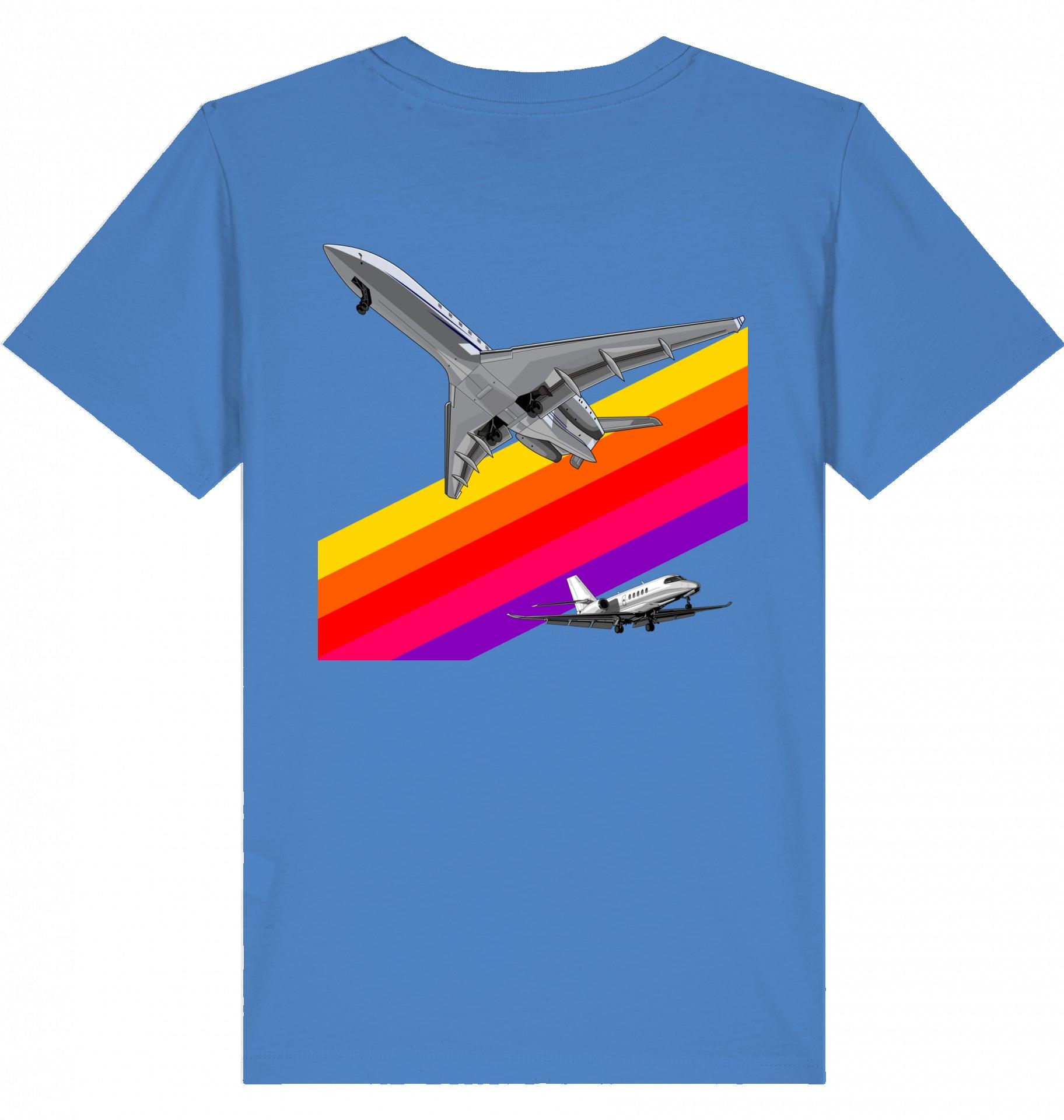 Aviation Kids Aviation T-Shirt "VHS 80ies Style - Business Aviation" 2.0 Bright Blue für Piloten, Crews, Kinder & Planespotter made by SUPERSONIC aero 4U