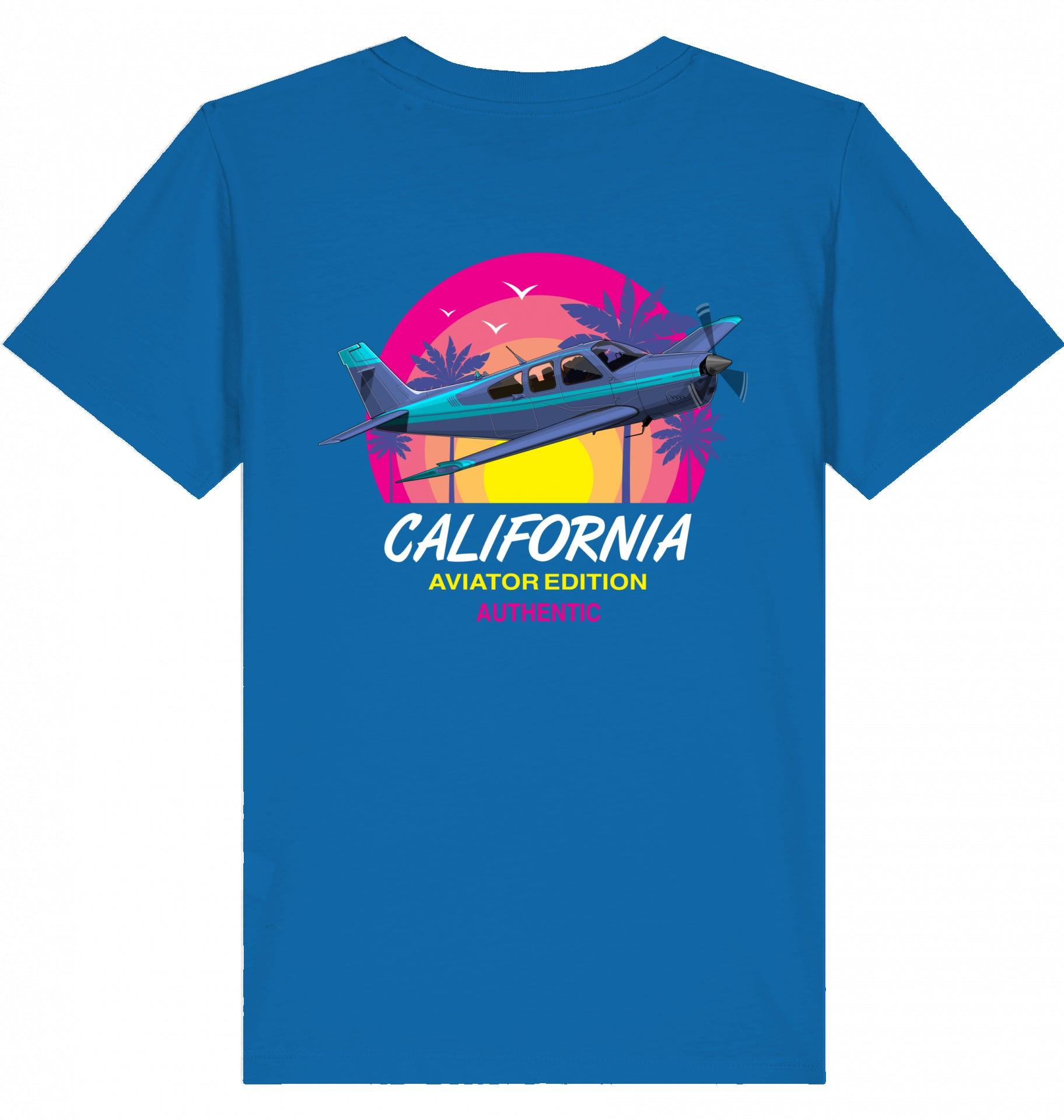 Aviation Kids Aviation T-Shirt "Aviator California Summer" 2.0 Royal Blue für Piloten, Crews, Kinder & Planespotter made by SUPERSONIC aero 4U