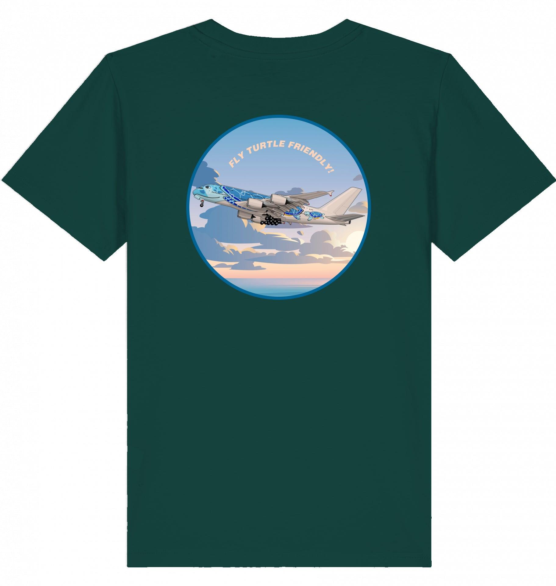 Aviation Kids Aviation T-Shirt Airbus A380 Flugzeug "Fly Turtle friendly" 2.0 Glazed Green für Piloten, Crews, Kinder & Planespotter made by SUPERSONIC aero 4U