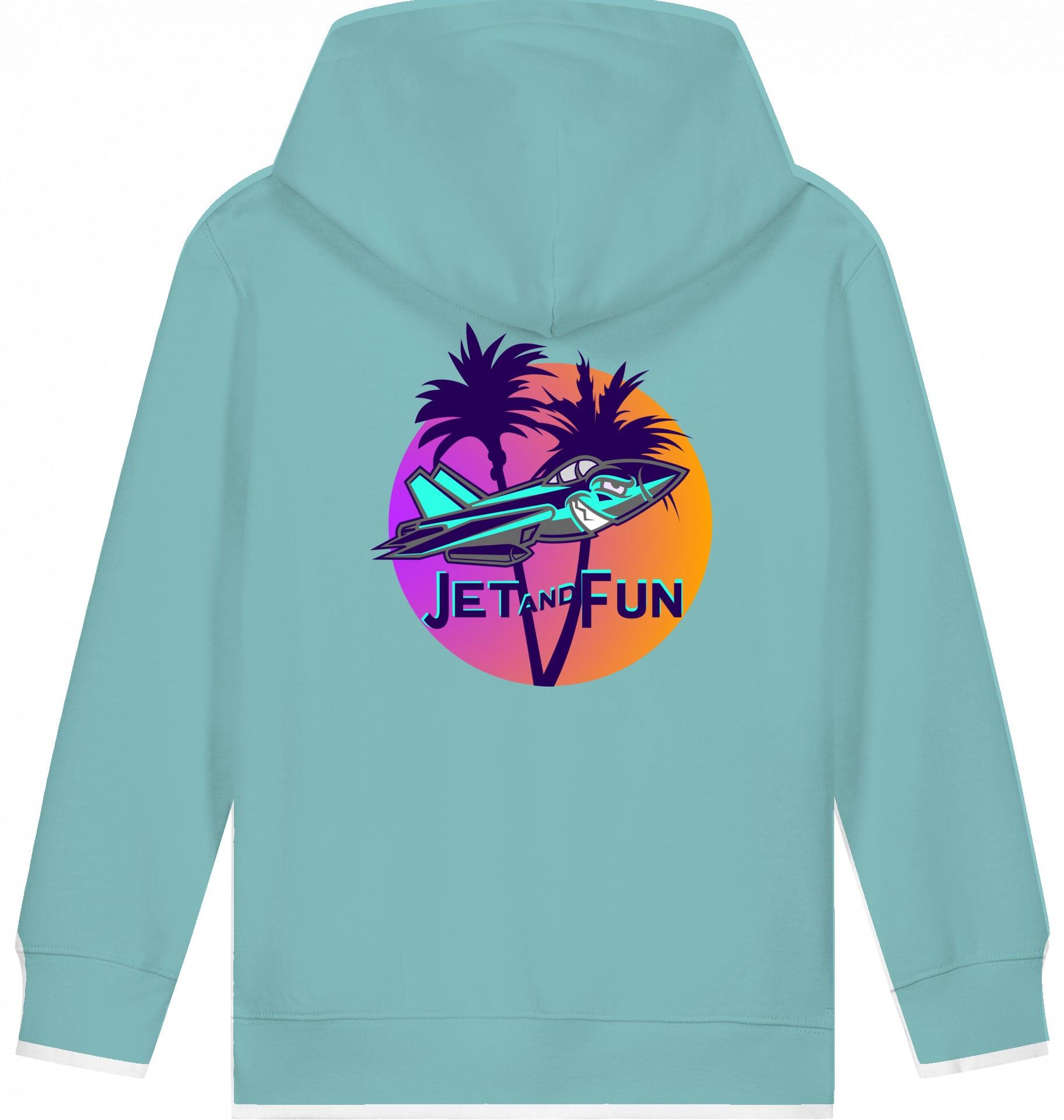 Aviation Kids Aviation Flugzeug Hoodie "Jet and Fun" Teal Monstera für Piloten, Crews, Kinder & Planespotter made by SUPERSONIC aero 4U
