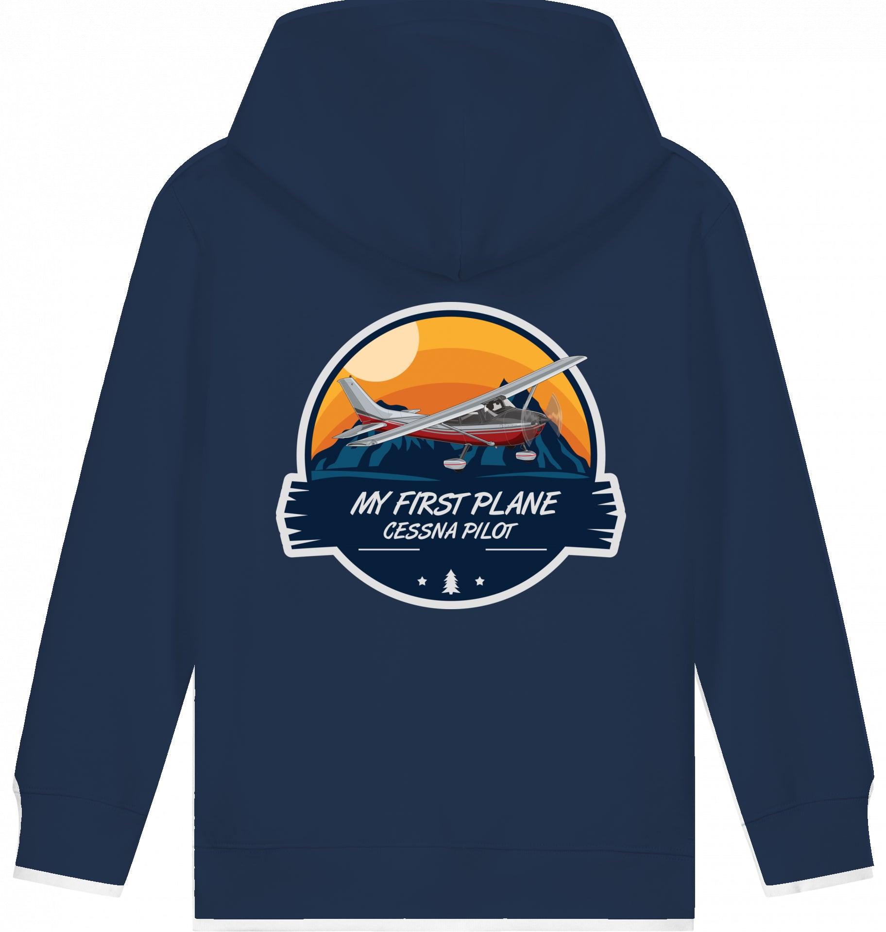 Aviation Kids Flugzeug Hoodie "My First Plane - Cessna 172" French Navy für Piloten, Crews, Kinder & Planespotter made by SUPERSONIC aero 4U