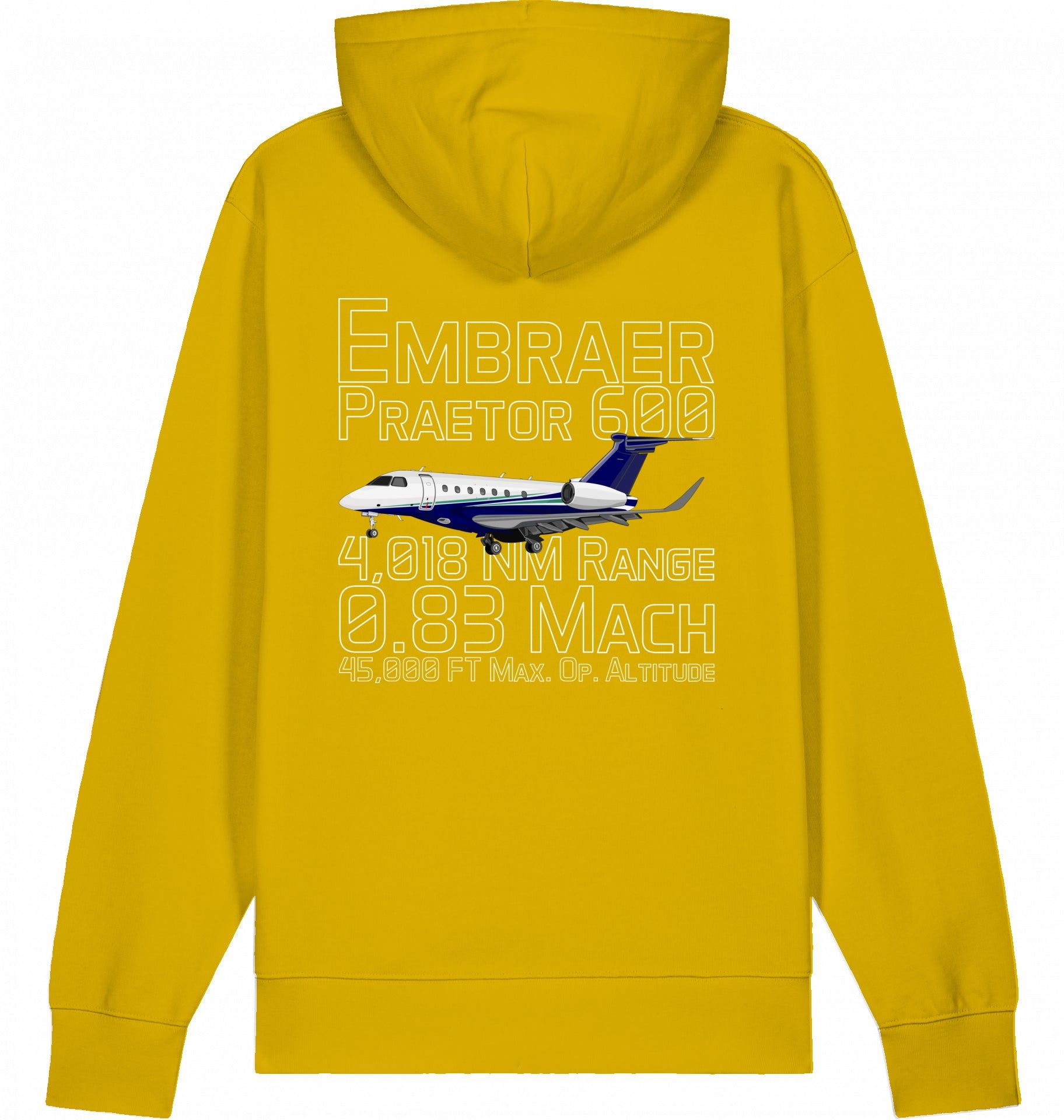 Aviation Flugzeug Hoodie Embraer 600 Praetor Datas Ochre für Piloten, Crews, Kinder & Planespotter made by SUPERSONIC aero 4U