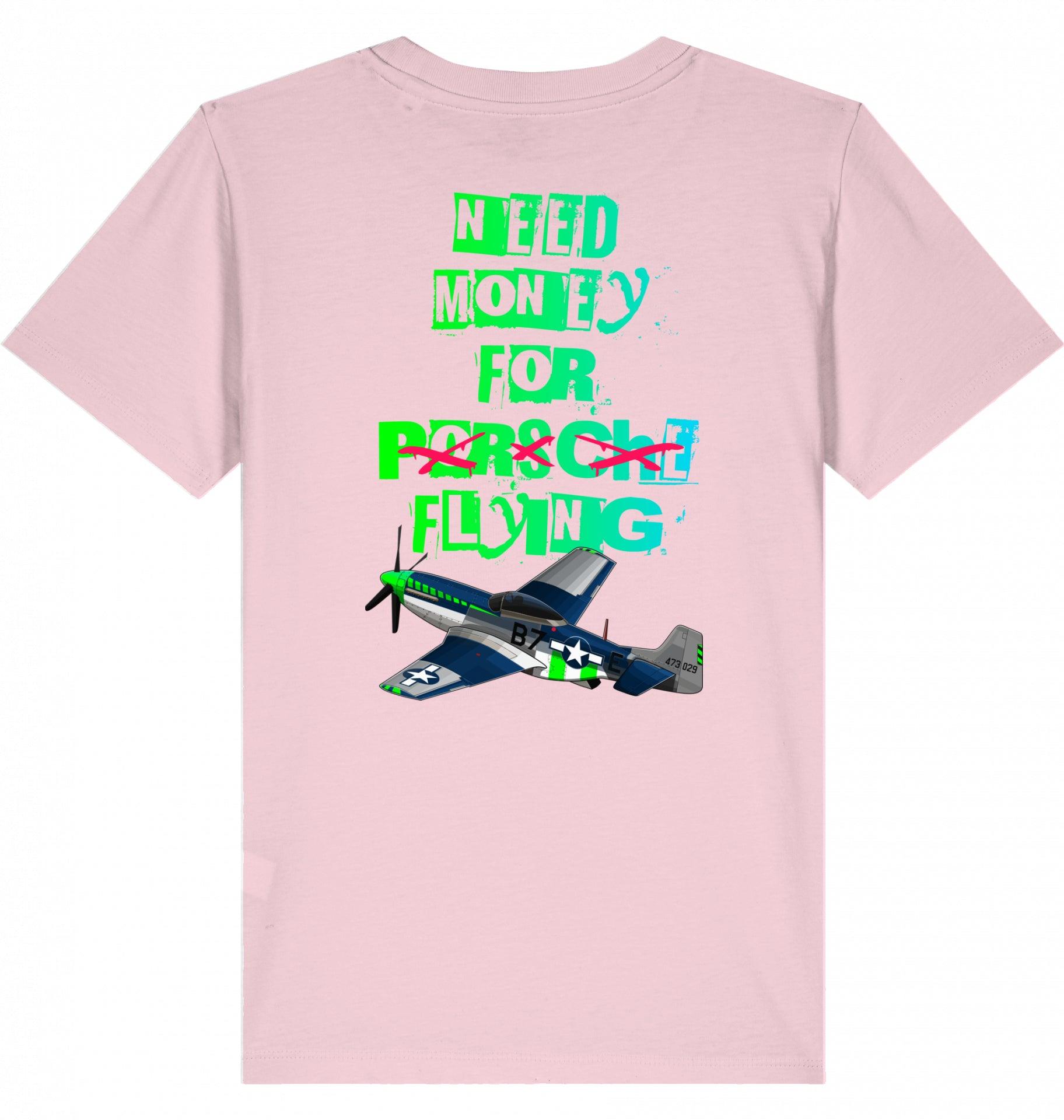 Aviation Kids Aviation T-Shirt "Need Money for Flying" 2.0 Cotton Pink für Piloten, Crews, Kinder & Planespotter made by SUPERSONIC aero 4U