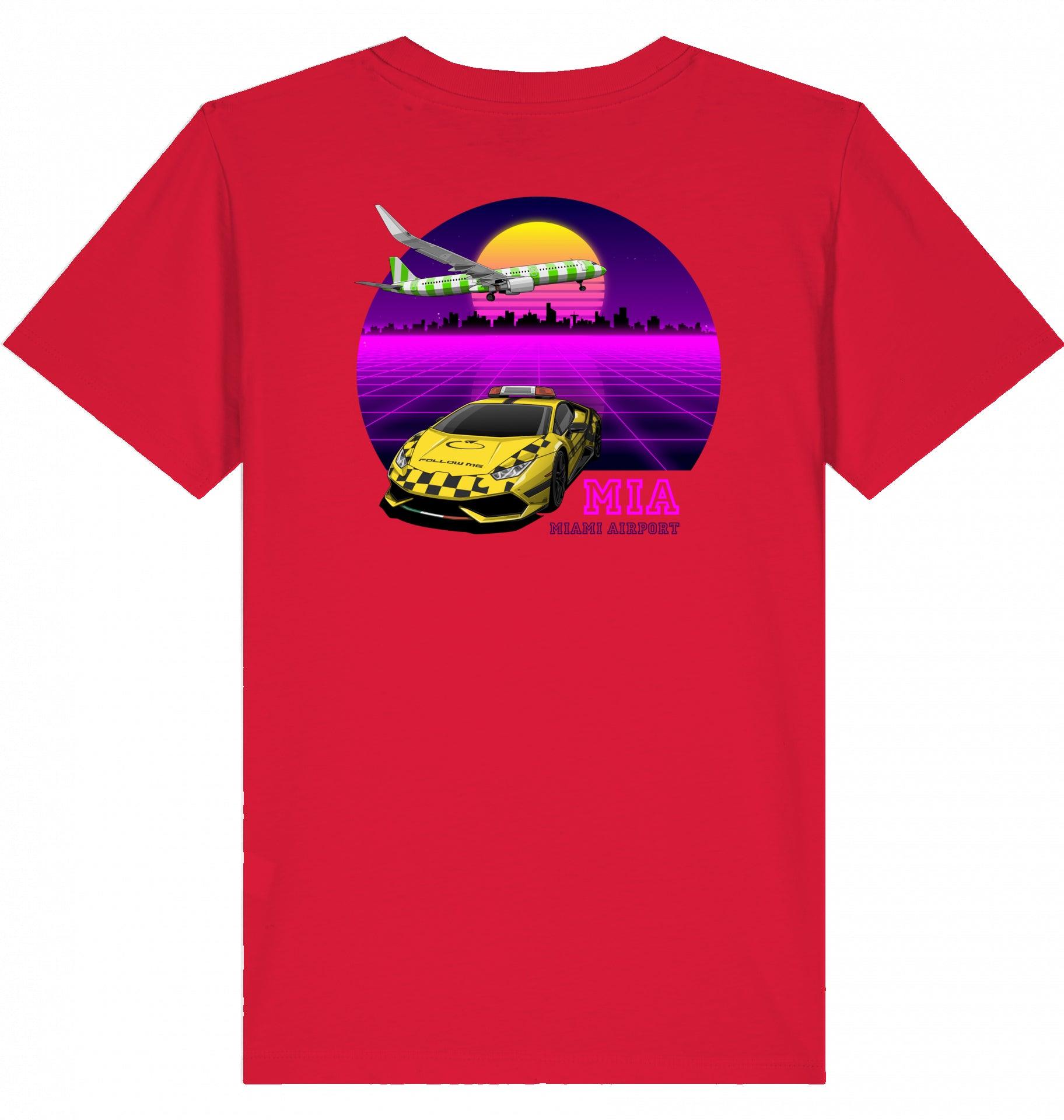 Aviation Kids Aviation T-Shirt MIA Miami Airport 80ties 2.0 Red für Piloten, Crews, Kinder & Planespotter made by SUPERSONIC aero 4U