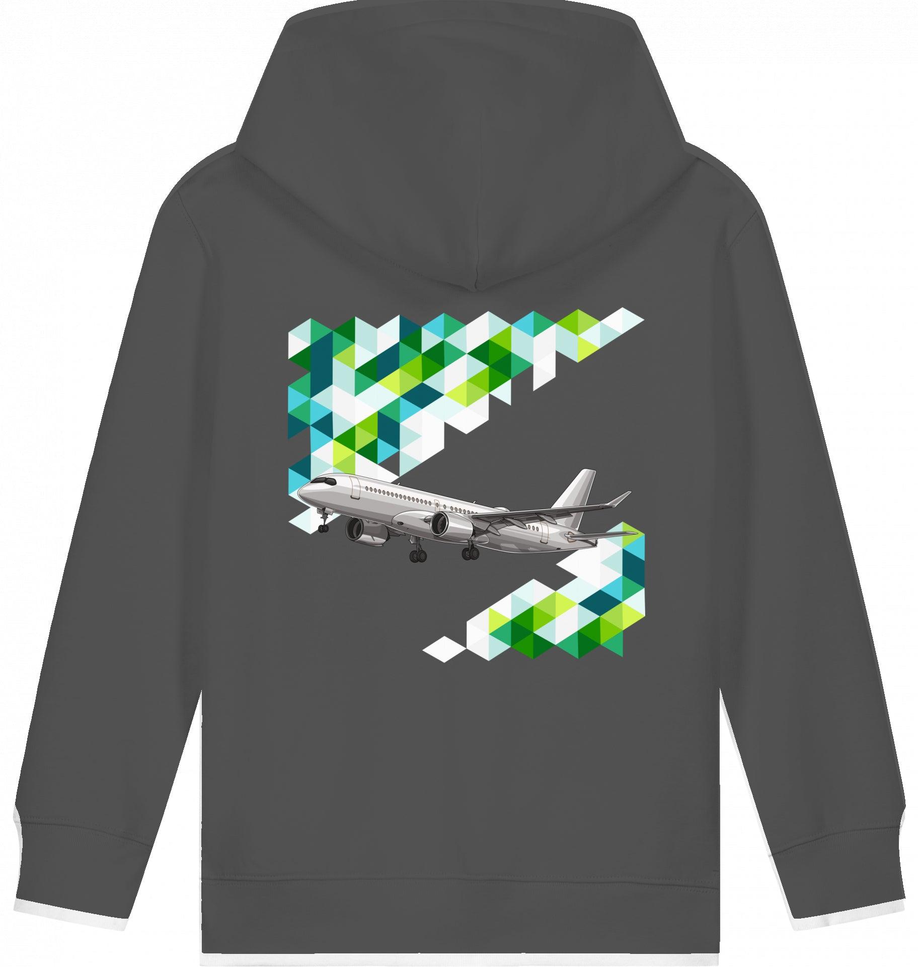 Aviation Kids Flugzeug Hoodie "Airbus A220 Aircraft" Anthracite für Piloten, Crews, Kinder & Planespotter made by SUPERSONIC aero 4U