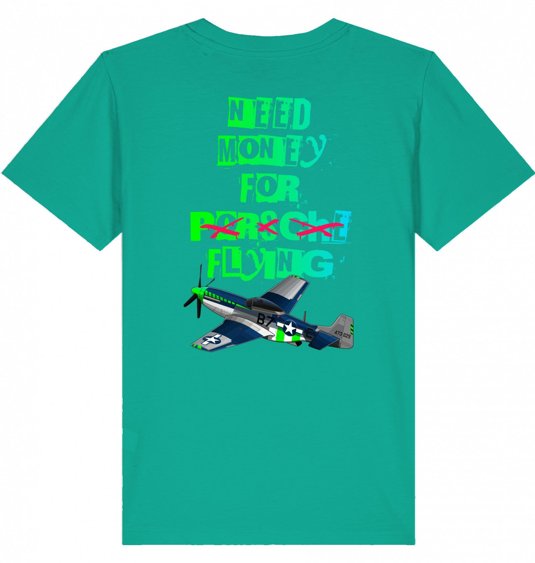 Aviation Kids Aviation T-Shirt "Need Money for Flying" 2.0 Go Green für Piloten, Crews, Kinder & Planespotter made by SUPERSONIC aero 4U