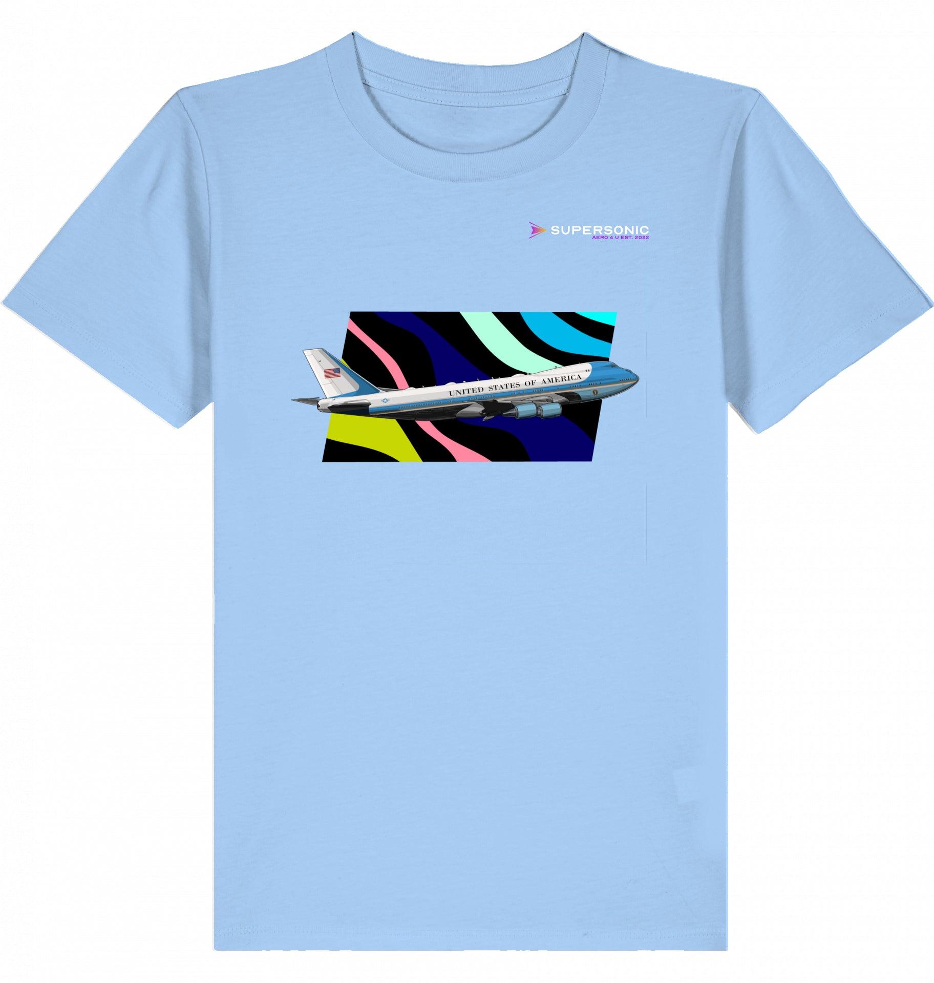 Aviation Kids Aviation T-Shirt Air Force One Boeing 747 Jumbo Jet Flugzeug 2.0 Blue Soul für Piloten, Crews, Kinder & Planespotter made by SUPERSONIC aero 4U