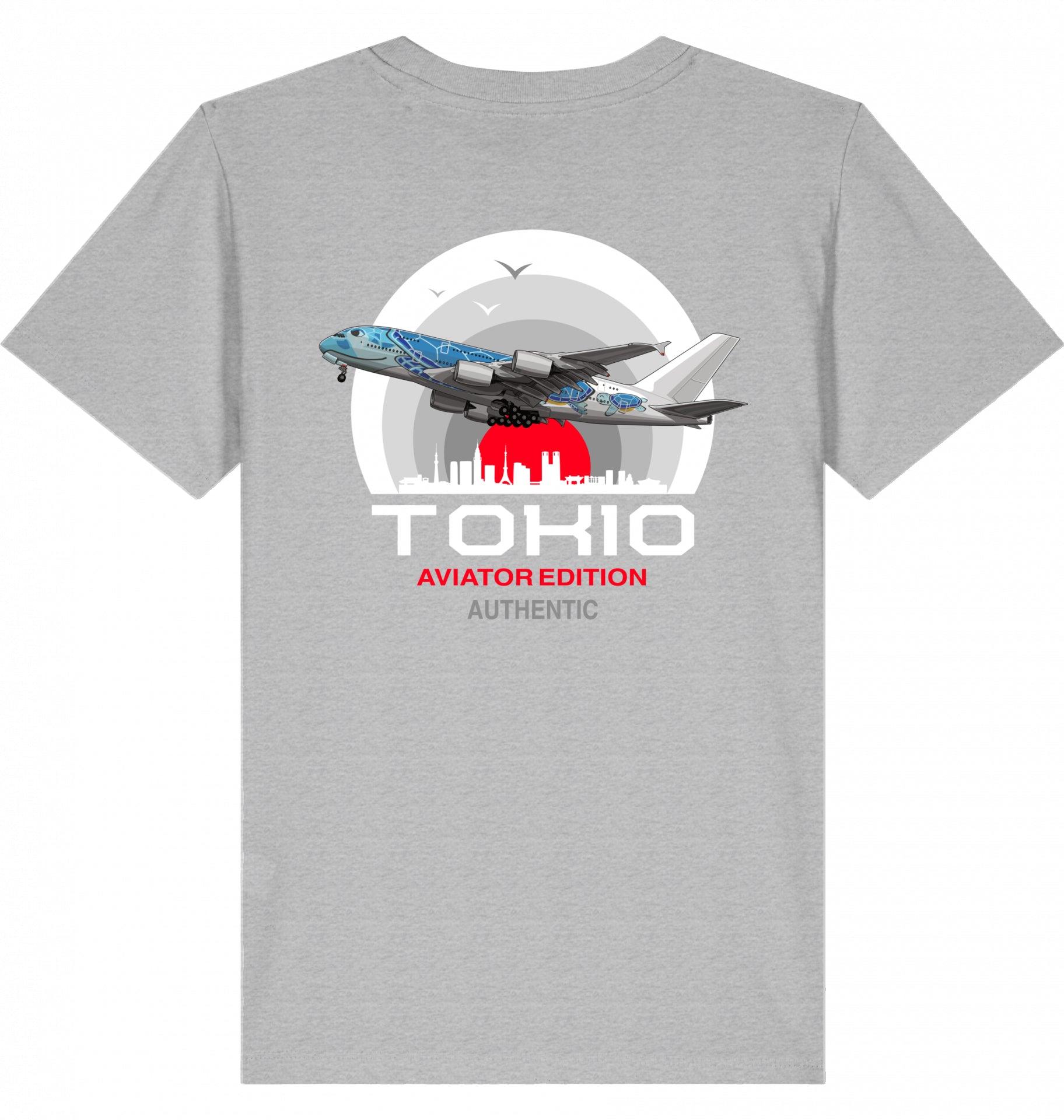Aviation Kids Aviation T-Shirt "Aviator Tokio Summer" 2.0 Heather Grey für Piloten, Crews, Kinder & Planespotter made by SUPERSONIC aero 4U