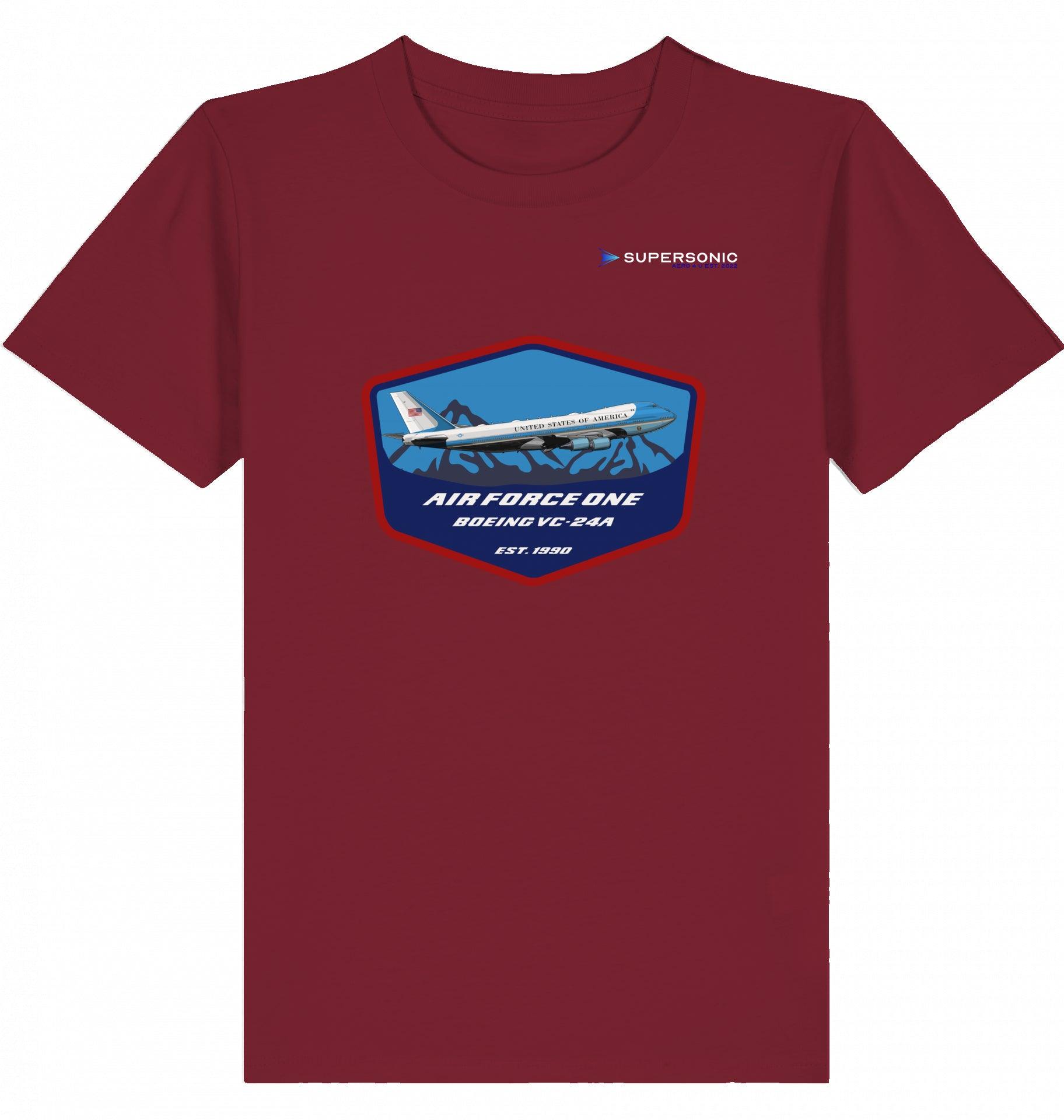 Aviation Kids Aviation T-Shirt Air Force One Boeing VC-24A Jumbo Jet 2.0 Burgundy für Piloten, Crews, Kinder & Planespotter made by SUPERSONIC aero 4U
