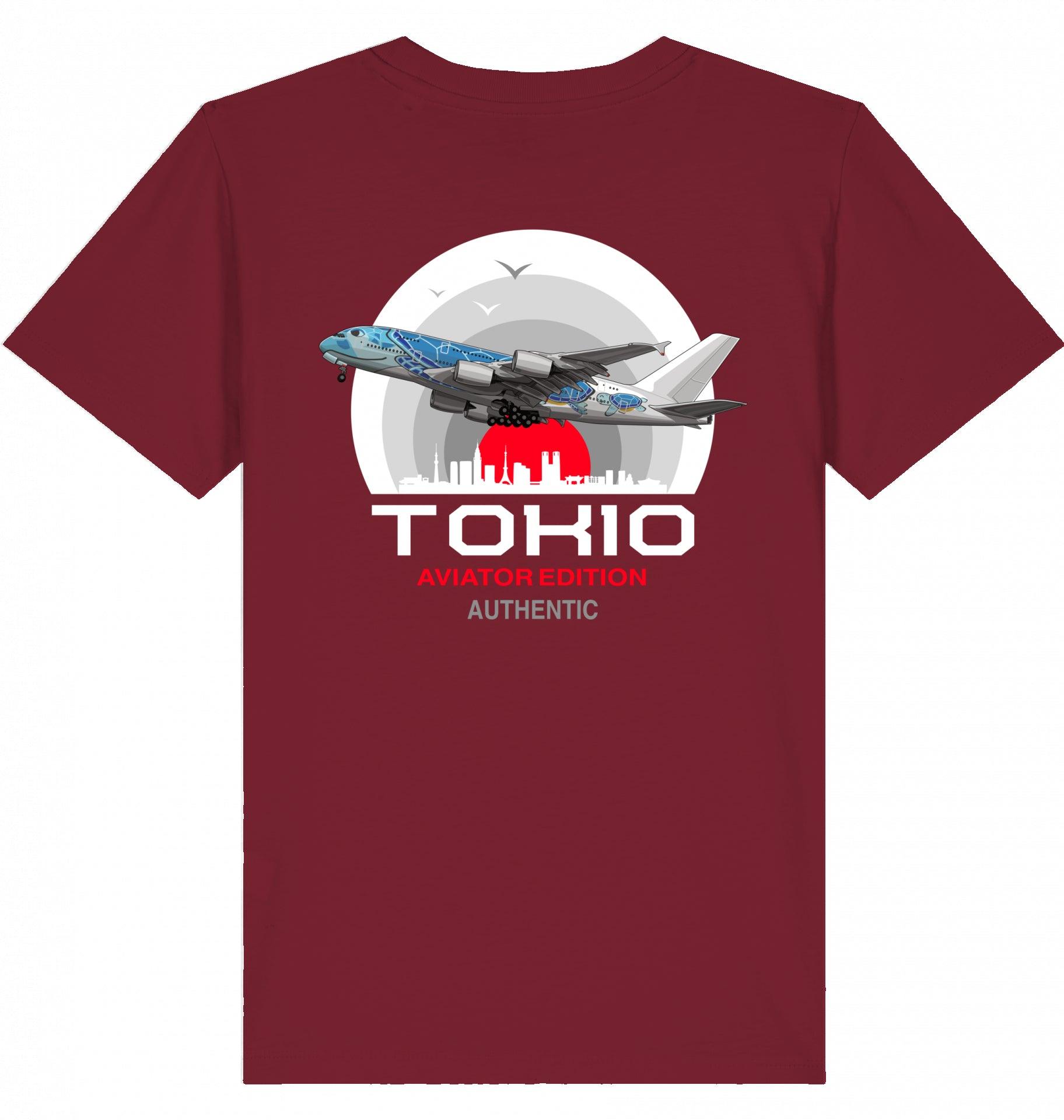 Aviation Kids Aviation T-Shirt "Aviator Tokio Summer" 2.0 Burgundy für Piloten, Crews, Kinder & Planespotter made by SUPERSONIC aero 4U