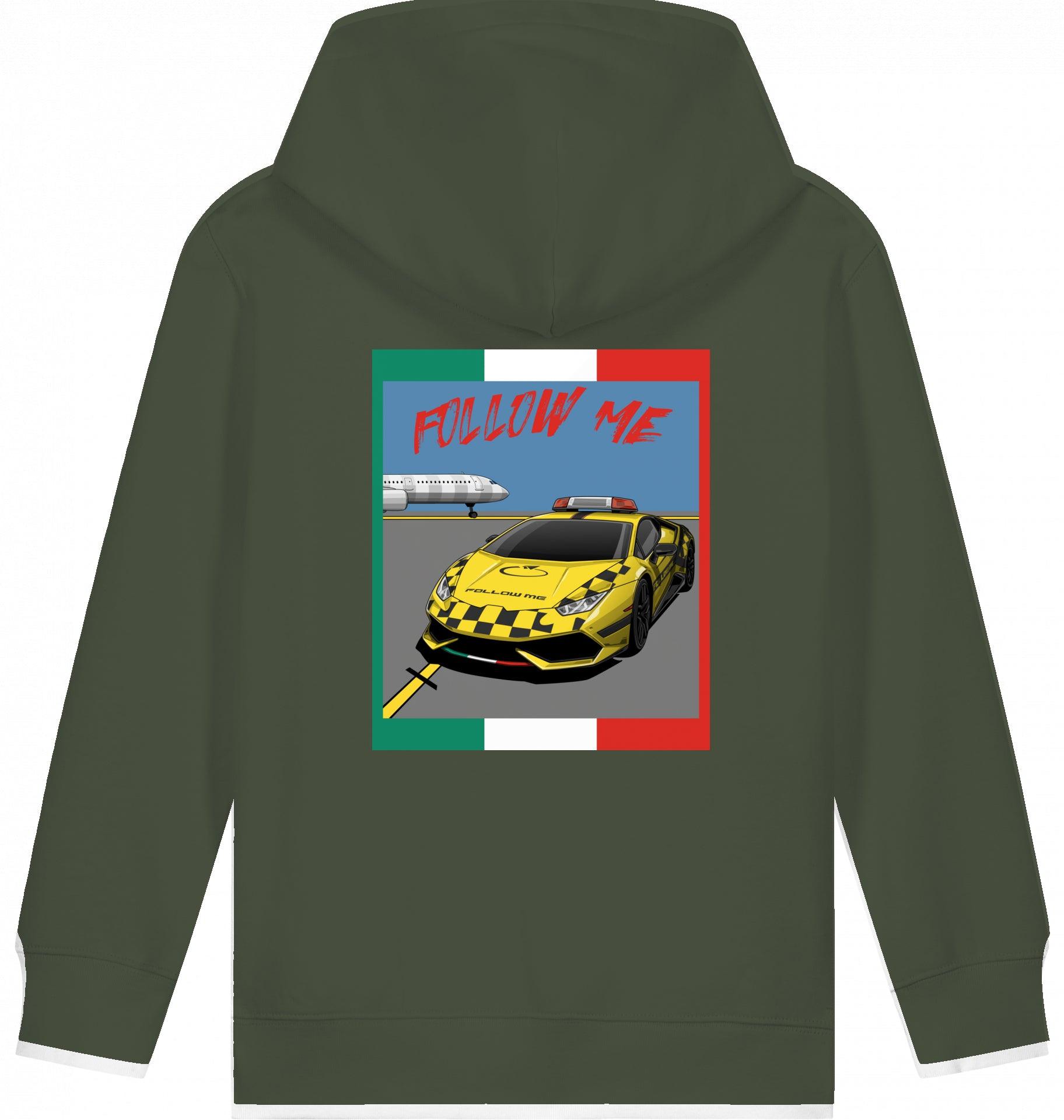 Aviation Kids Aviation Hoodie "Follow Me Italia" Airbus A321 Khaki für Piloten, Crews, Kinder & Planespotter made by SUPERSONIC aero 4U
