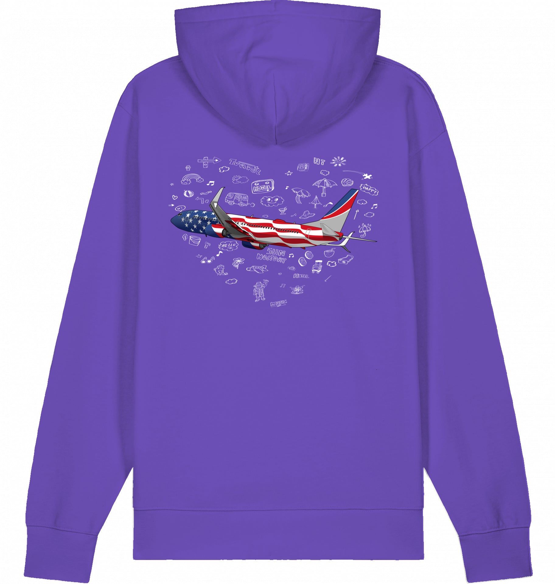 Aviation Flugzeug Hoodie Boeing 737 Stars & Stripes Purple Love für Piloten, Crews, Kinder & Planespotter made by SUPERSONIC aero 4U