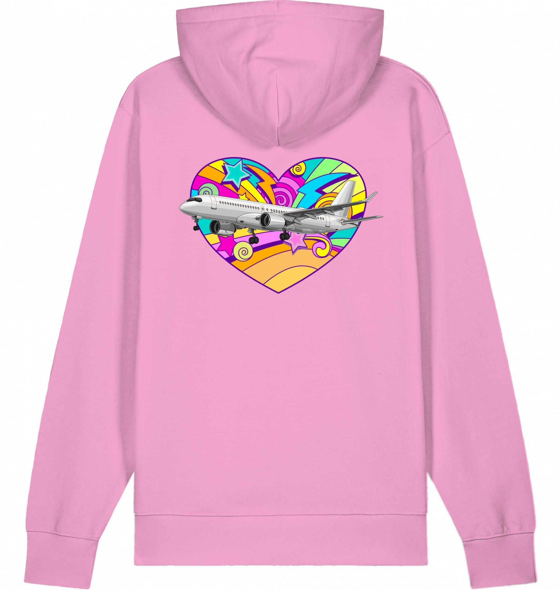Aviation Flugzeug Hoodie Airbus A220 Heart - Airbus Lovers Bubble Pink für Piloten, Crews, Kinder & Planespotter made by SUPERSONIC aero 4U