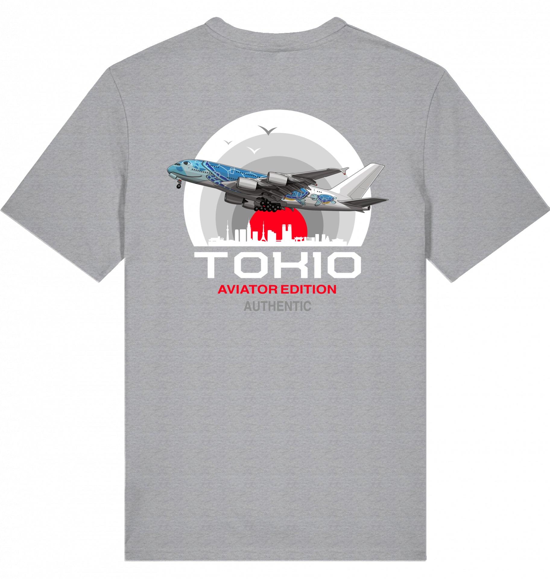 Aviation Flugzeug T-Shirt "Aviator Tokio Summer" Mid Heather Grey für Piloten, Crews, Kinder & Planespotter made by SUPERSONIC aero 4U