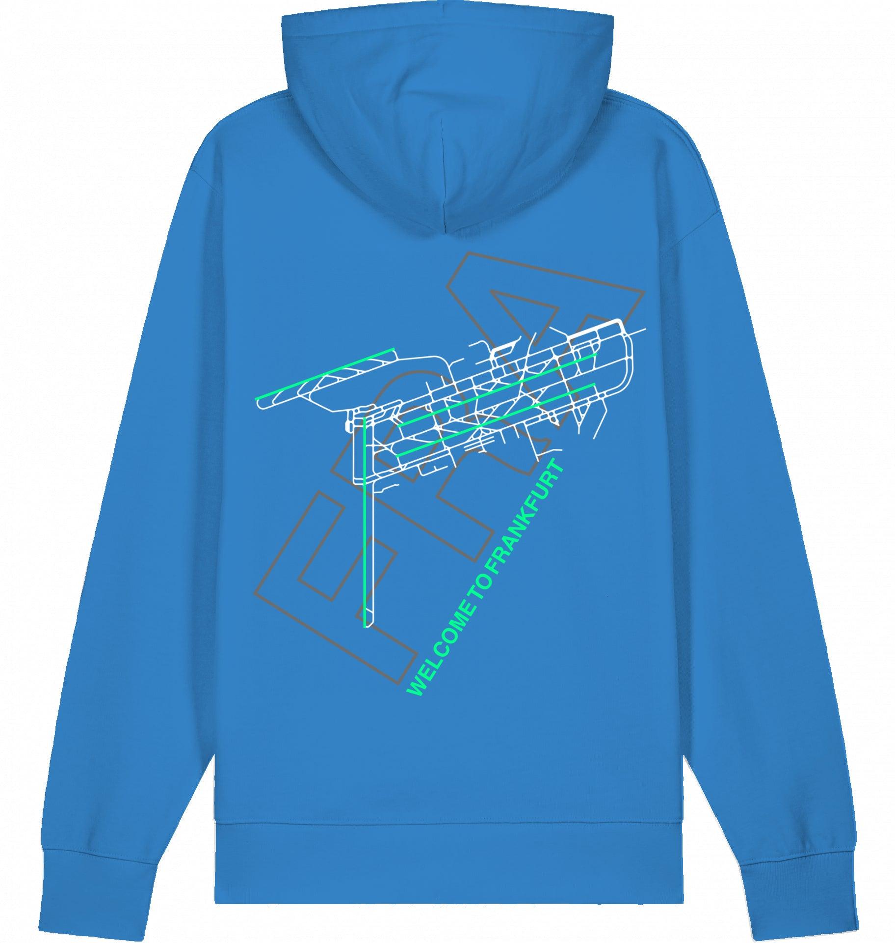 Aviation Frankfurt FRA Airport Hoodie 2.0 Mindful Blue für Piloten, Crews, Kinder & Planespotter made by SUPERSONIC aero 4U