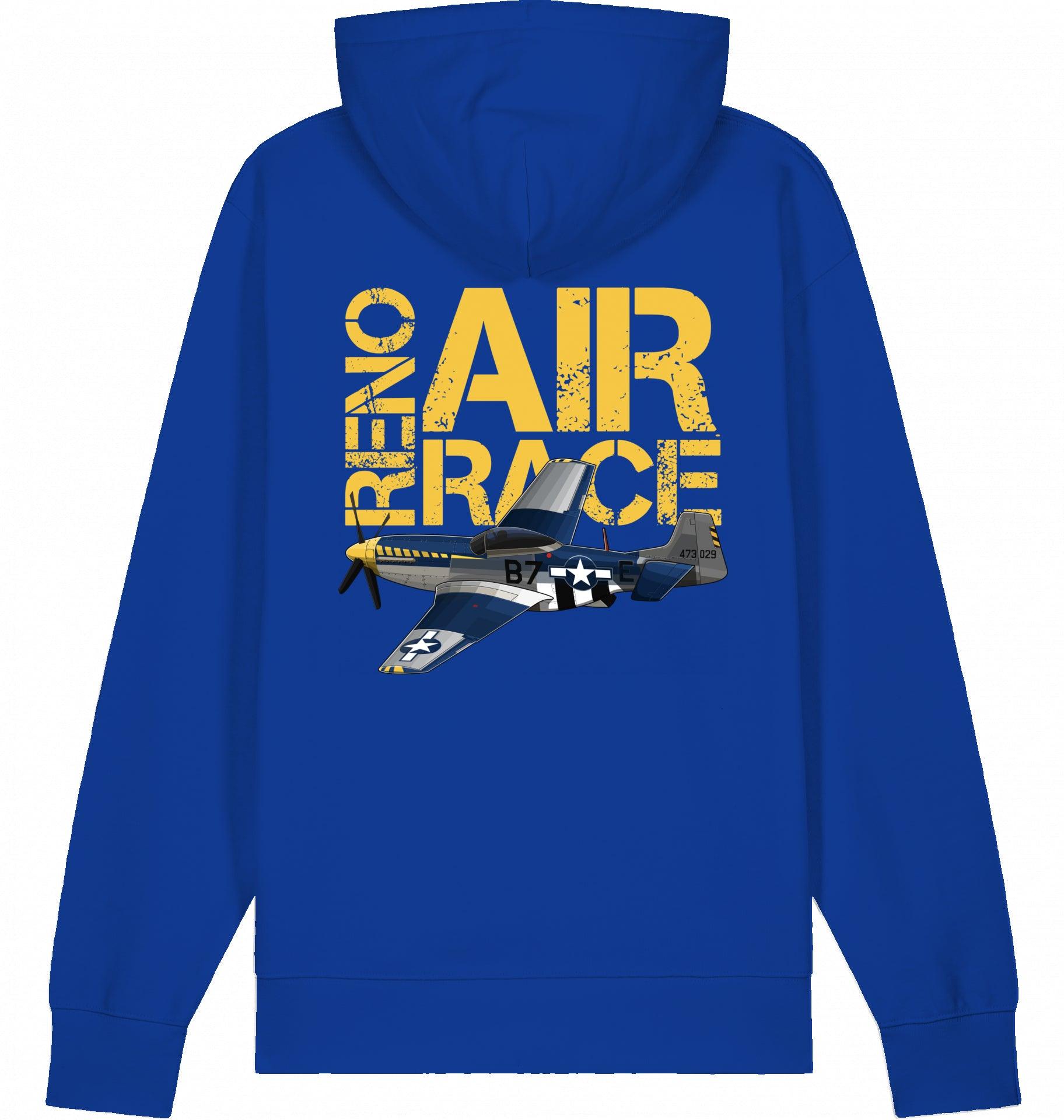 Aviation Flugzeug Hoodie P-51 Mustang "Reno Air Race" Worker Blue für Piloten, Crews, Kinder & Planespotter made by SUPERSONIC aero 4U