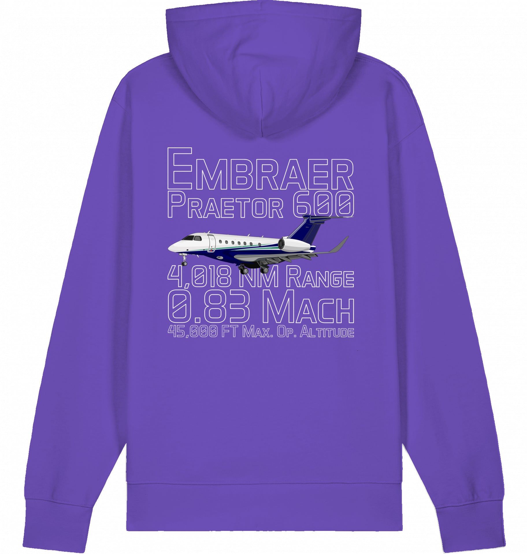 Aviation Flugzeug Hoodie Embraer 600 Praetor Datas Purple Love für Piloten, Crews, Kinder & Planespotter made by SUPERSONIC aero 4U