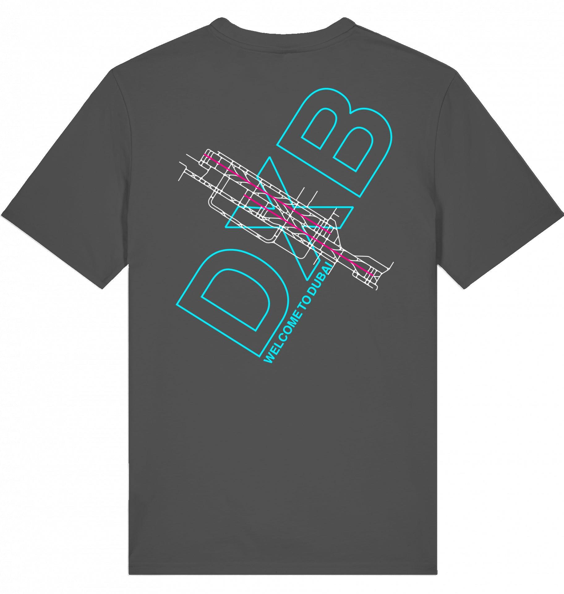 Aviation Airport T-Shirt "Dubai DXB Airportcode" Anthracite für Piloten, Crews, Kinder & Planespotter made by SUPERSONIC aero 4U
