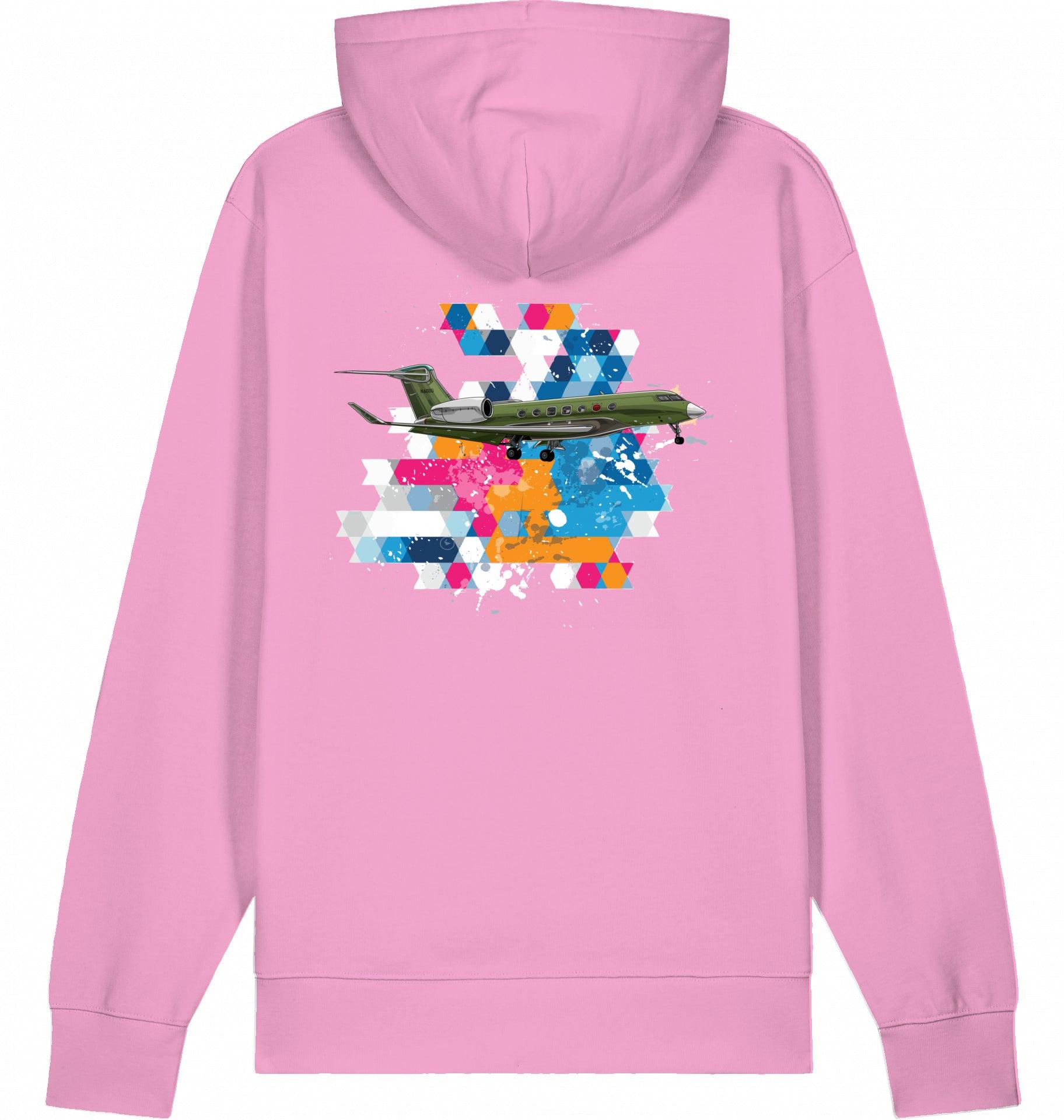 Aviation Flugzeug Hoodie Privatjet Gulfstream G500/600 Bubble Pink für Piloten, Crews, Kinder & Planespotter made by SUPERSONIC aero 4U