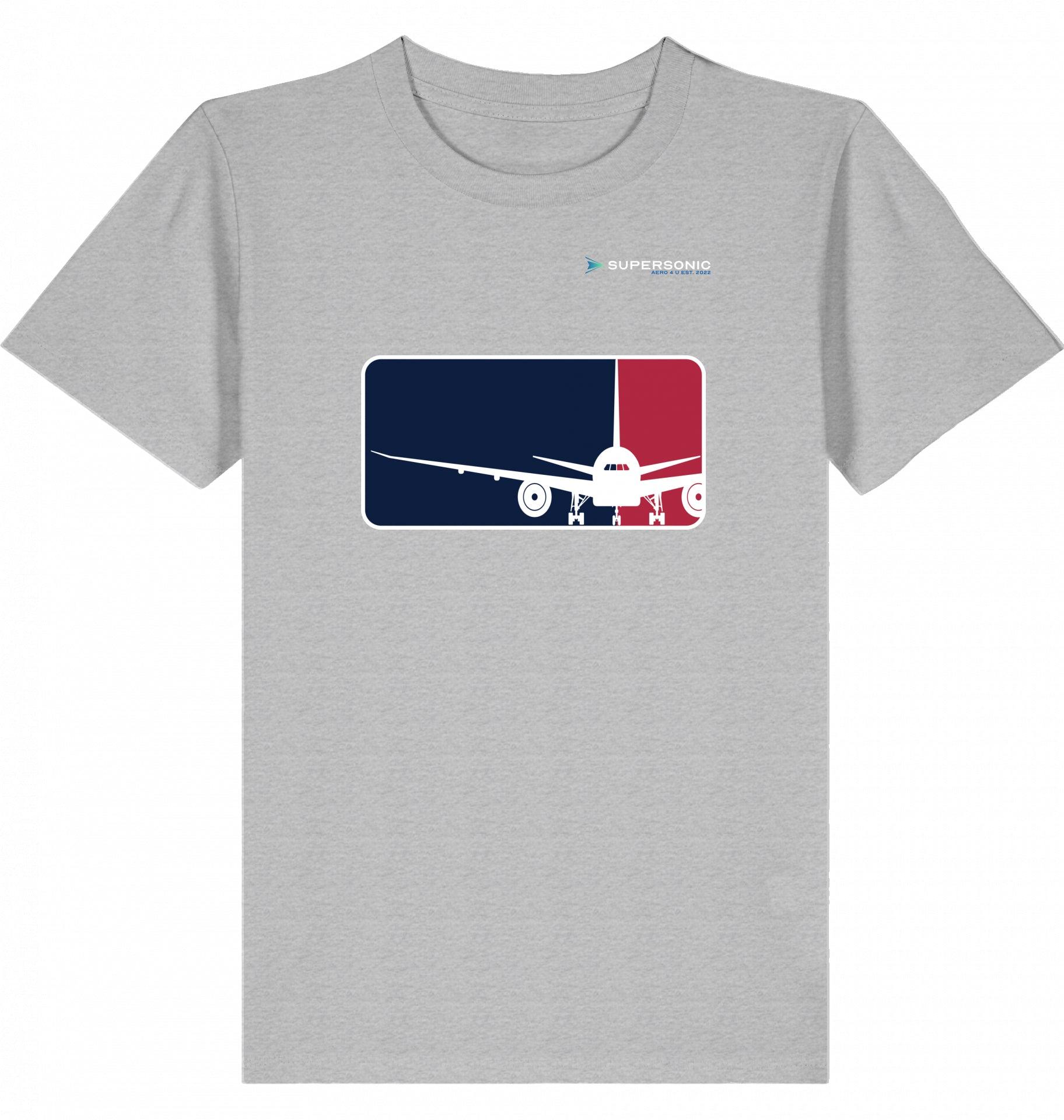 Aviation Kids Aviation T-Shirt “Major League Aviation“ Boeing 777 2.0 Heather Grey für Piloten, Crews, Kinder & Planespotter made by SUPERSONIC aero 4U