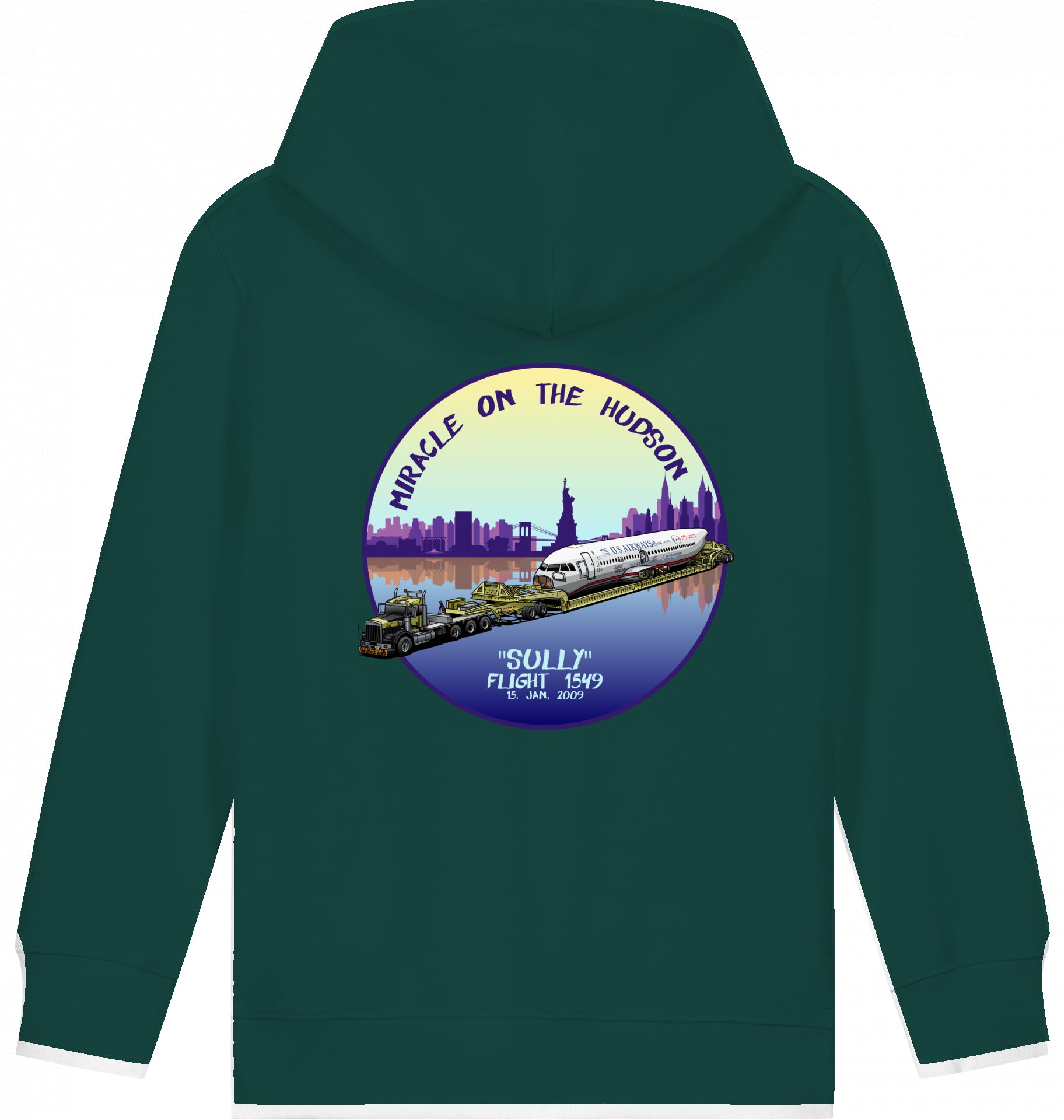 Aviation Kids Flugzeug Hoodie "Sullenberger - Miracle on the Hudson" für Piloten, Crews, Kinder & Planespotter made by SUPERSONIC aero 4U