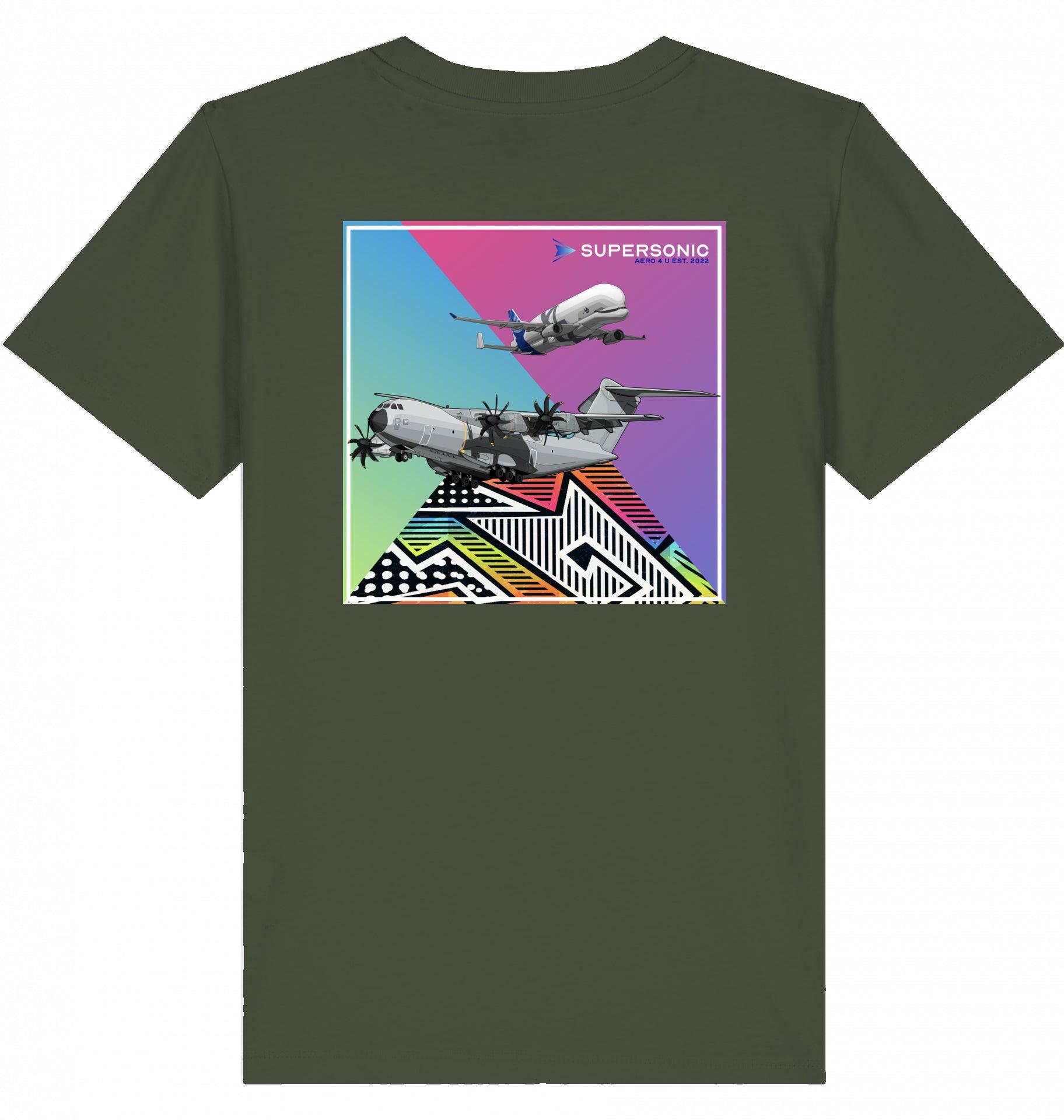 Aviation Kids Aviation T-Shirt Airbus A400M und Beluga Flugzeuge 2.0 Khaki für Piloten, Crews, Kinder & Planespotter made by SUPERSONIC aero 4U