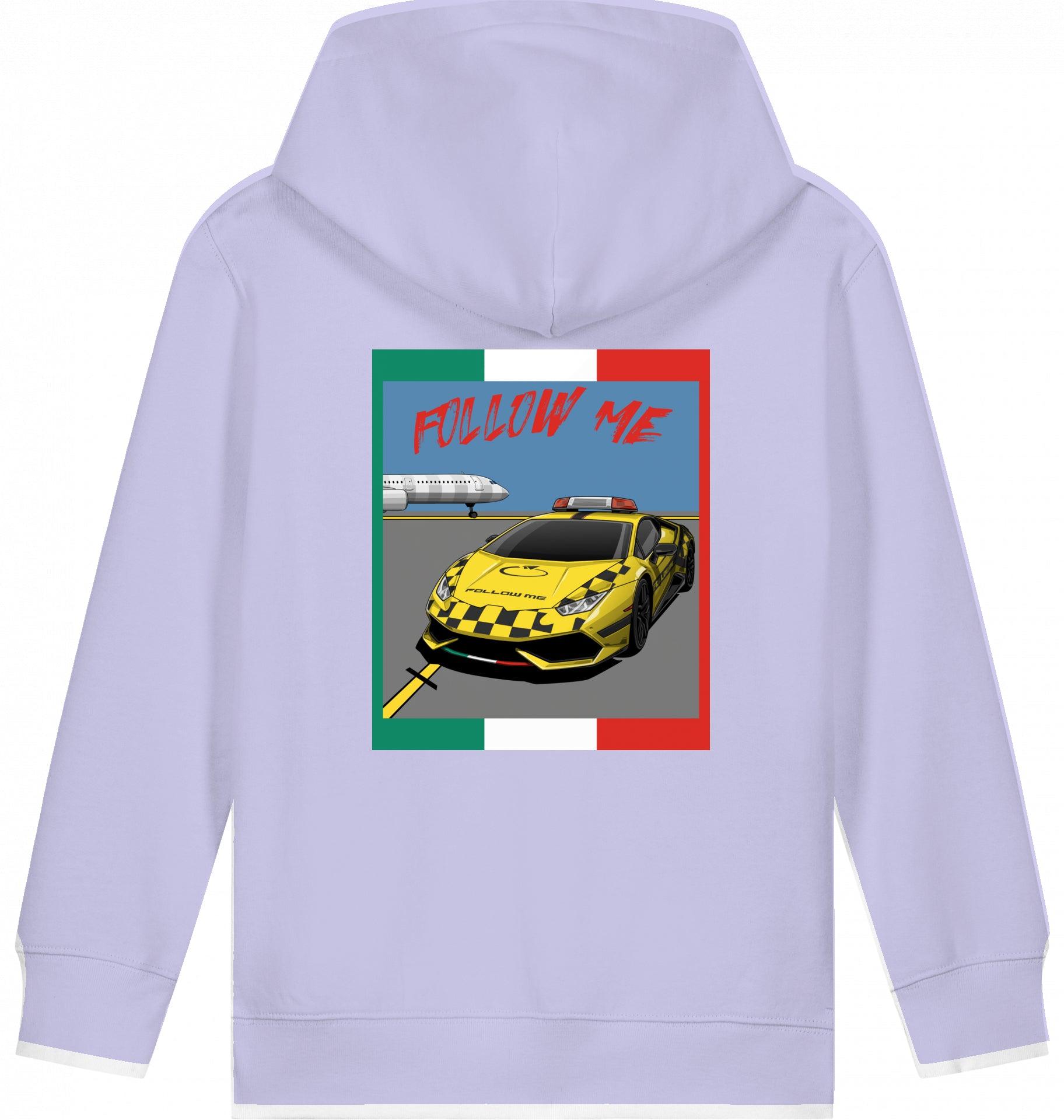 Aviation Kids Aviation Hoodie "Follow Me Italia" Airbus A321 Lavender für Piloten, Crews, Kinder & Planespotter made by SUPERSONIC aero 4U
