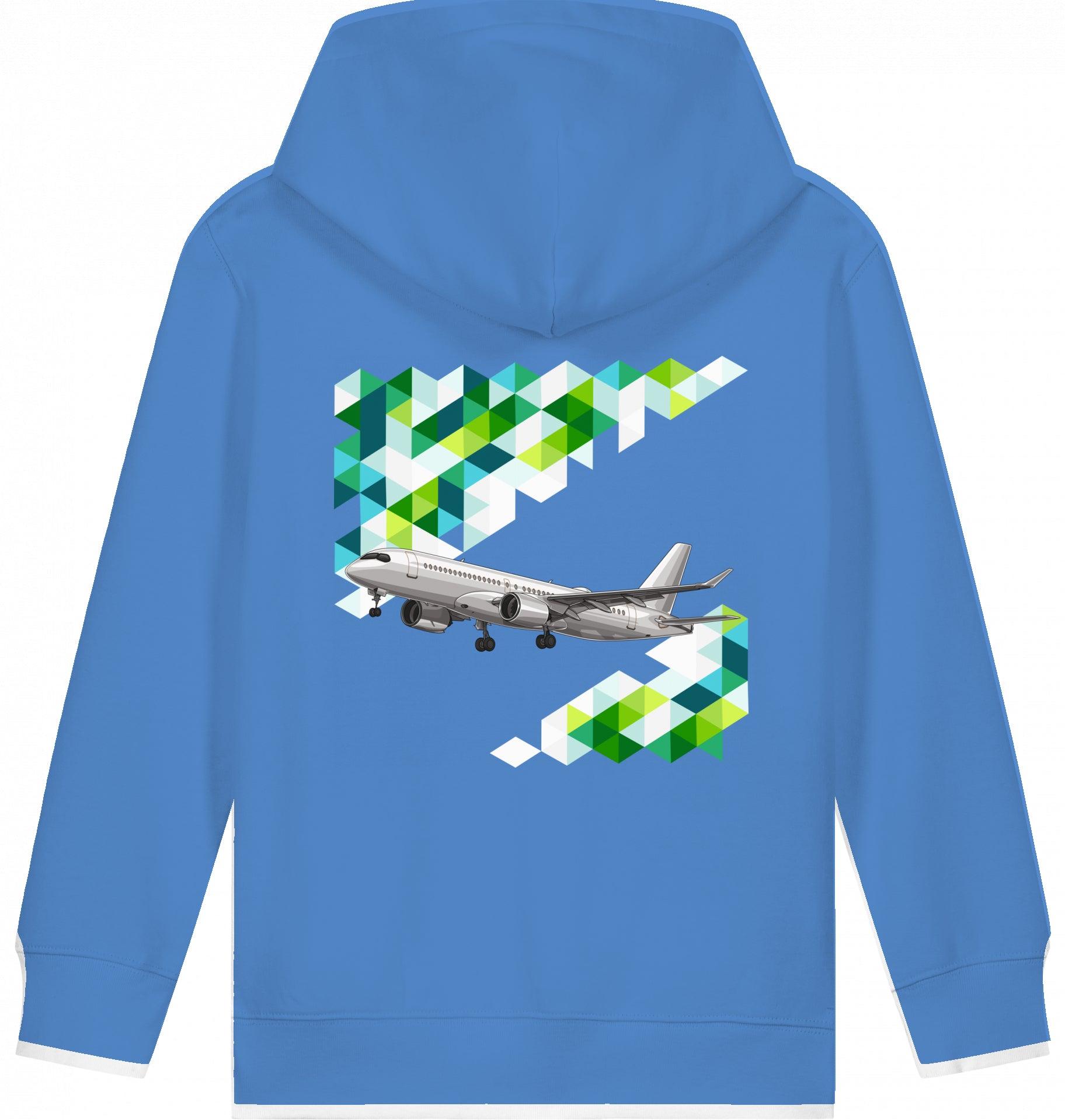 Aviation Kids Flugzeug Hoodie "Airbus A220 Aircraft" Bright Blue für Piloten, Crews, Kinder & Planespotter made by SUPERSONIC aero 4U