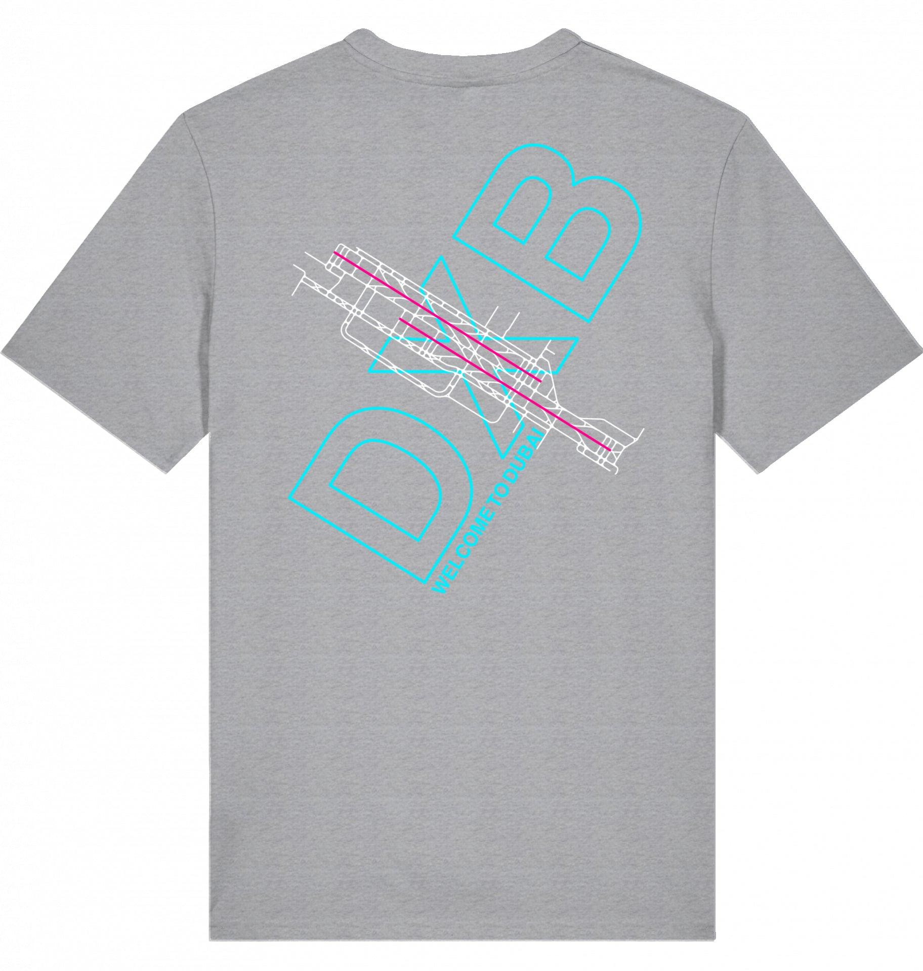 Aviation Airport T-Shirt "Dubai DXB Airportcode" Mid Heather Grey für Piloten, Crews, Kinder & Planespotter made by SUPERSONIC aero 4U