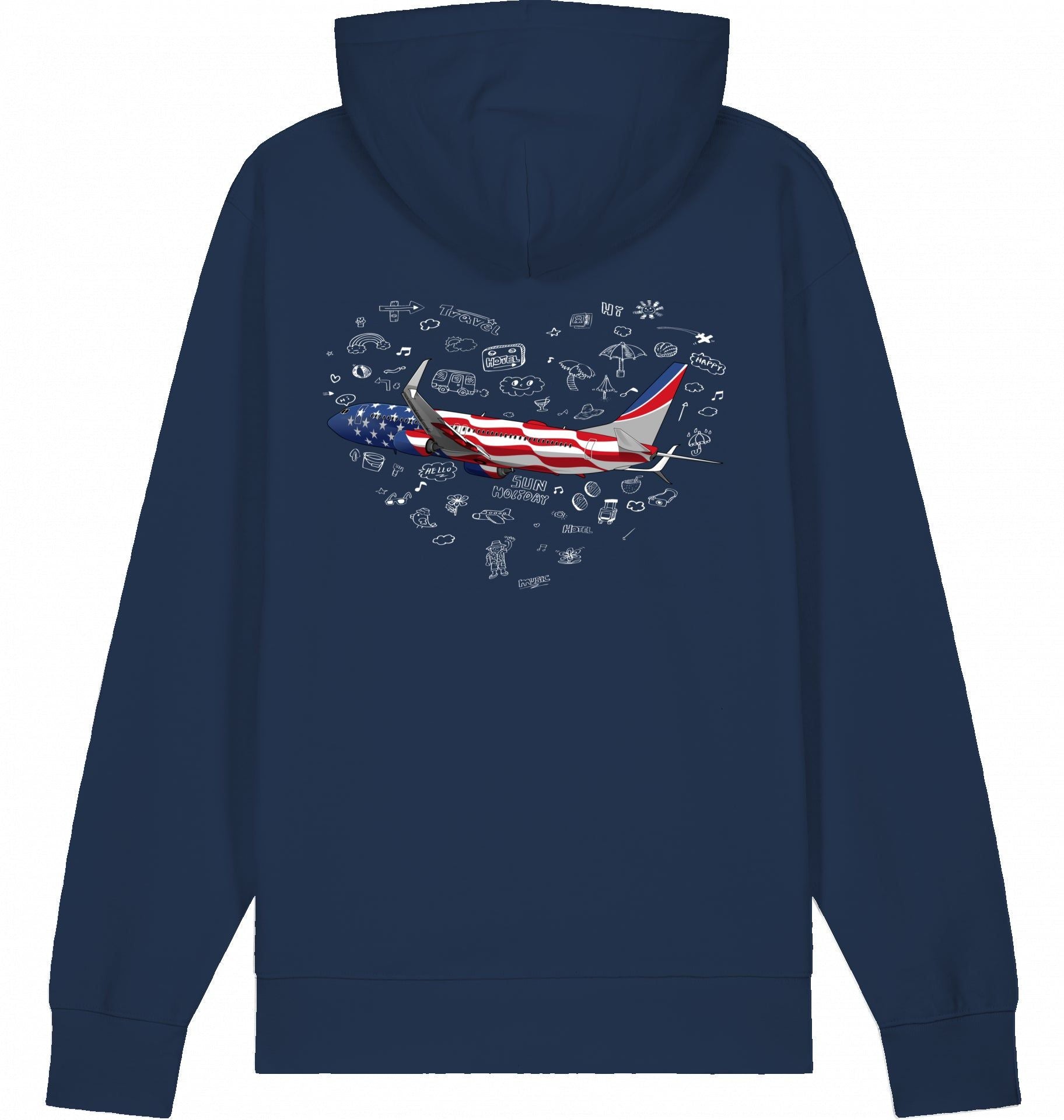 Aviation Flugzeug Hoodie Boeing 737 Stars & Stripes French Navy für Piloten, Crews, Kinder & Planespotter made by SUPERSONIC aero 4U