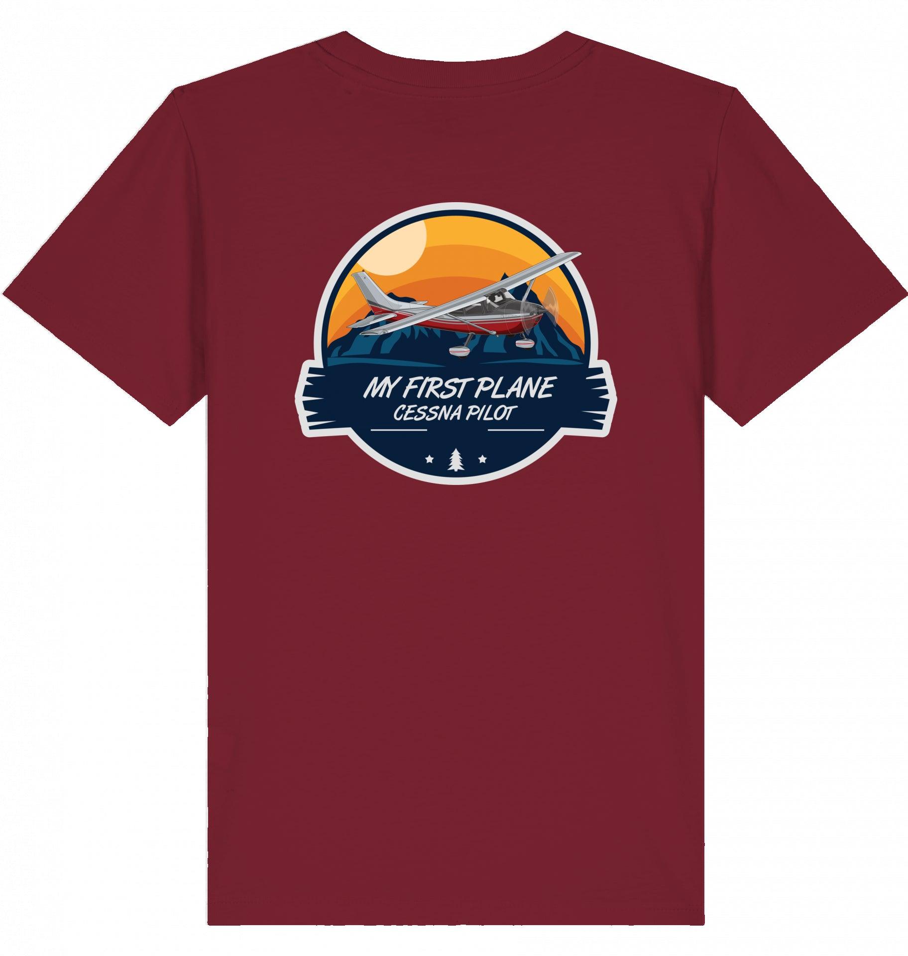 Aviation Kids Aviation T-Shirt "My first Plane Cessna C172" 2.0 Burgundy für Piloten, Crews, Kinder & Planespotter made by SUPERSONIC aero 4U