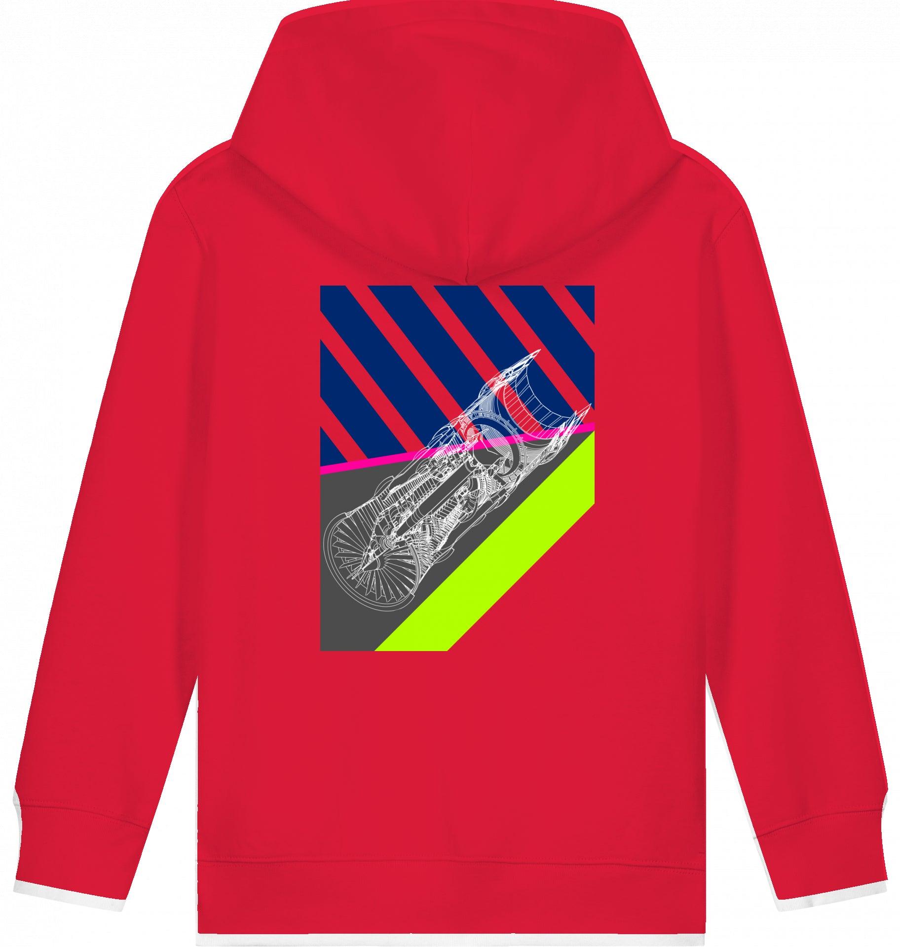 Aviation Kids Aviation Hoodie "Aircraft Engine" Red 3-4 für Piloten, Crews, Kinder & Planespotter made by SUPERSONIC aero 4U