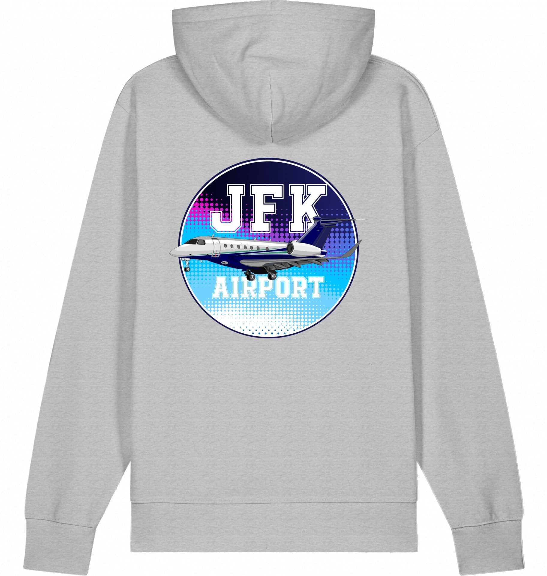 Aviation Flugzeug Hoodie Embraer Praetor 600 JFK Heather Grey für Piloten, Crews, Kinder & Planespotter made by SUPERSONIC aero 4U
