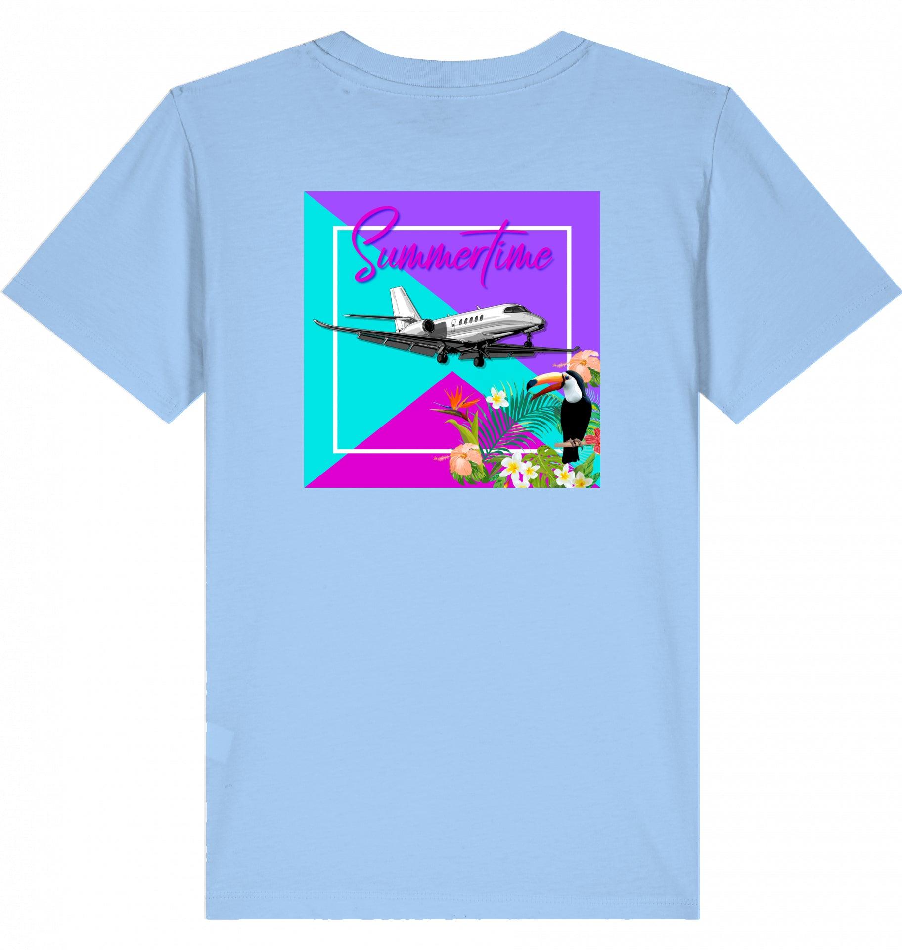 Aviation Kids Aviation T-Shirt "Summertime in Aviation" Cessna Citation Latitude Business Jet 2.0 Blue Soul für Piloten, Crews, Kinder & Planespotter made by SUPERSONIC aero 4U
