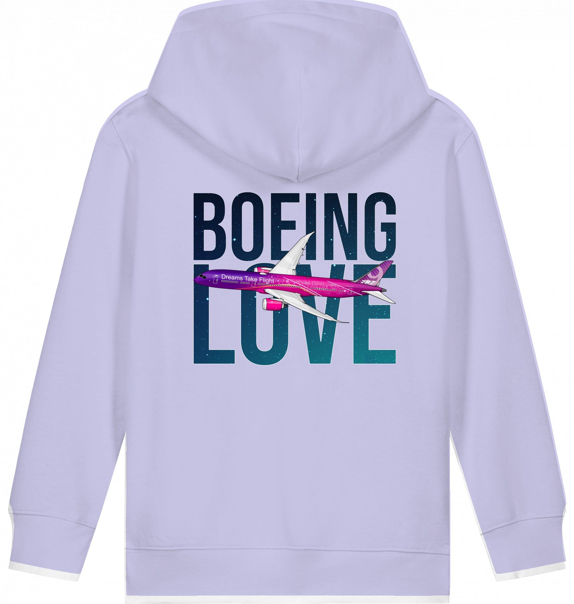 Aviation Kids Hoodie Boeing Love 787 Dreamliner Lavender für Piloten, Crews, Kinder & Planespotter made by SUPERSONIC aero 4U
