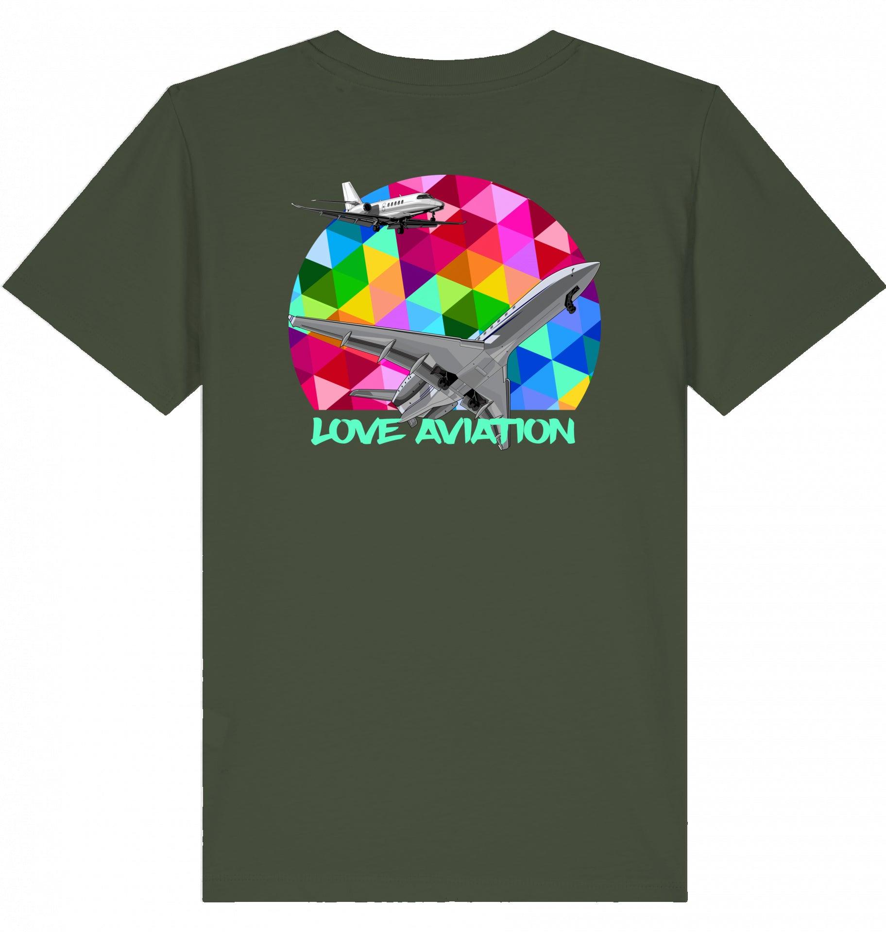 Aviation Kids Aviation T-Shirt "Love Aviation" Flugzeuge 2.0 Khaki für Piloten, Crews, Kinder & Planespotter made by SUPERSONIC aero 4U