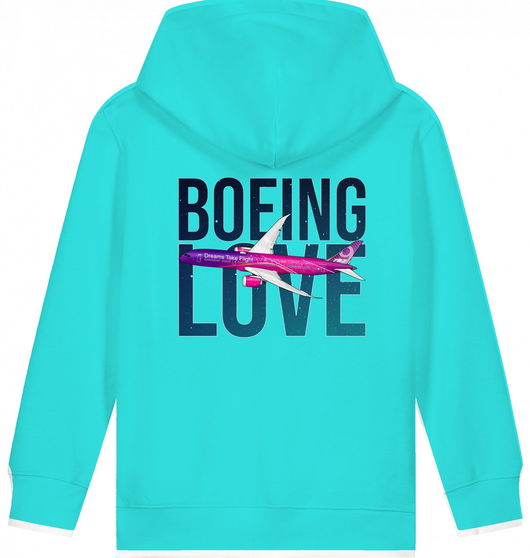 Aviation Kids Hoodie Boeing Love 787 Dreamliner Pool Blue für Piloten, Crews, Kinder & Planespotter made by SUPERSONIC aero 4U